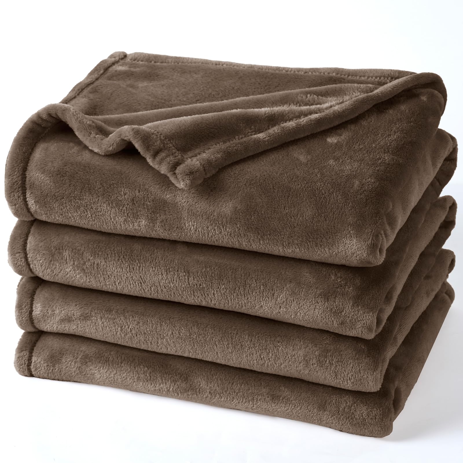 PHF Ultra Soft Fleece Blanket Twin Size, No Shed No Pilling Luxury Plush Cozy 300GSM Lightweight Blanket for Bed, Couch, Chair, Sofa Suitable for All Season, 66" x 90", Cocoa Brown
