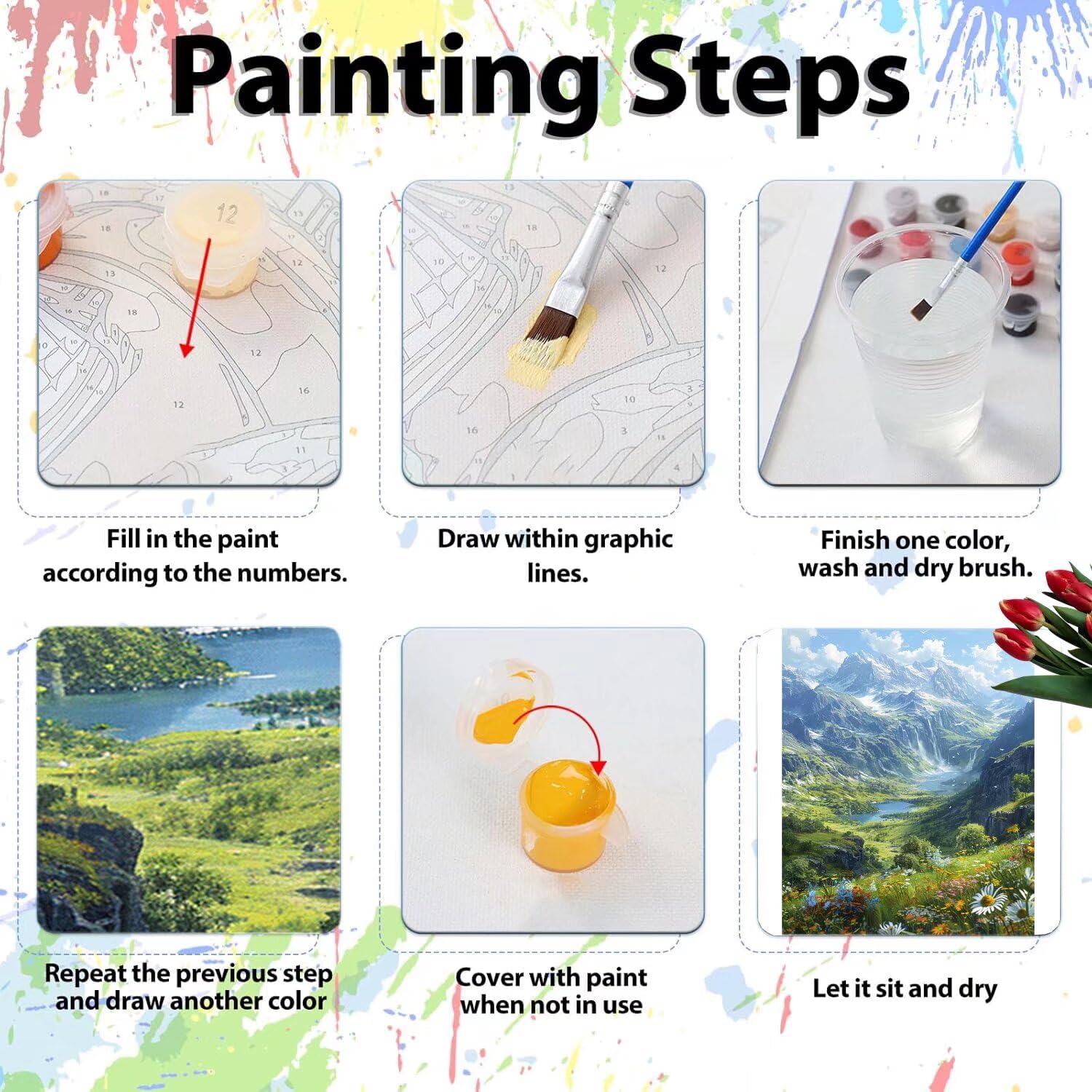 Pintar por Numeros Adultos pintar por numeros niños manualidades niños 10 años, DIY Pintar por Números de Pincel y Pintura acrílica Decoraciones para el Hogar Manualidades, sin Marco 60x80cm C-84