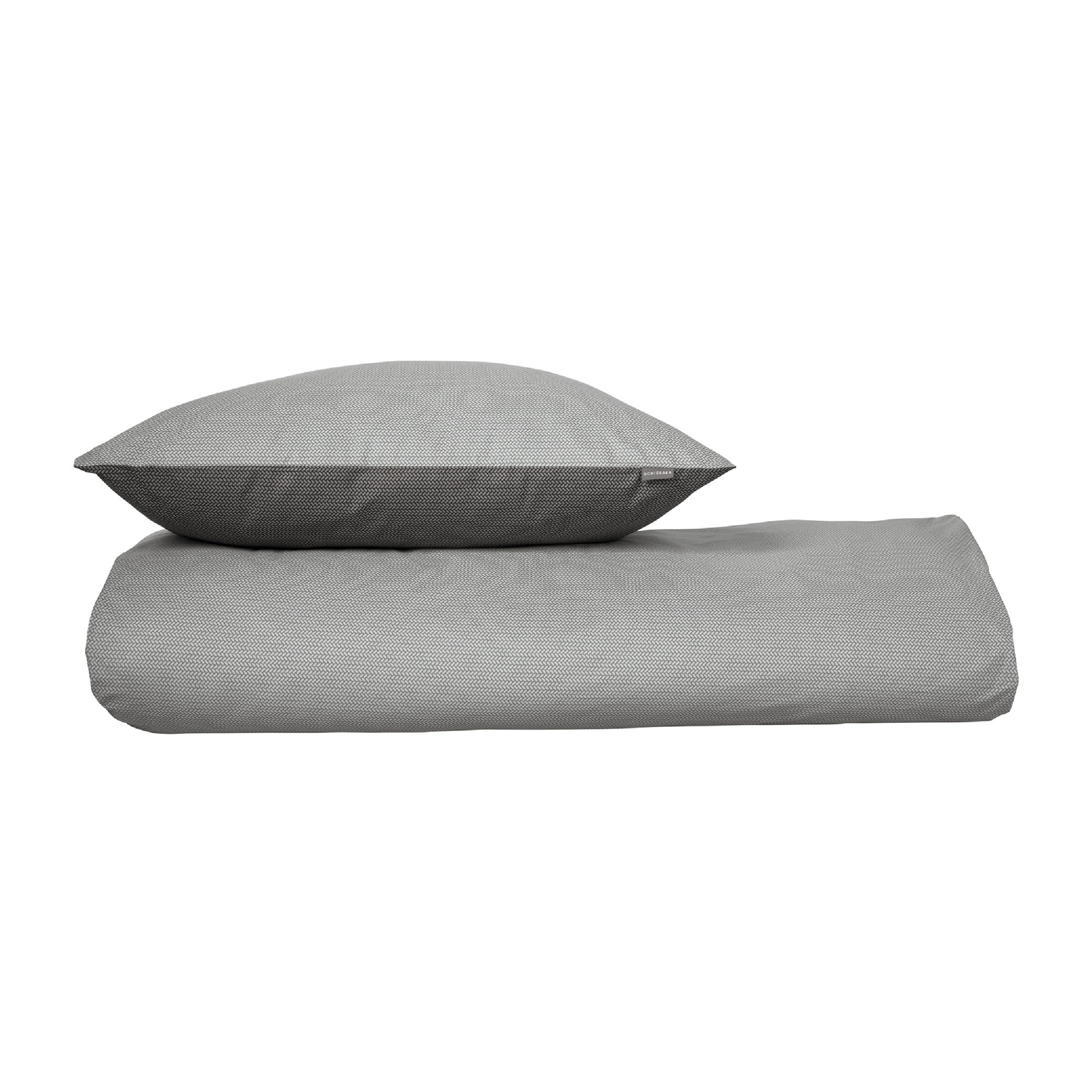 Schiesser Bettwäsche 135x200 cm | 100% Baumwolle | Grau | Strickoptik | 2-teilig | Renforcé | 135x200 cm + 80x80 cm | angenehm weich & glatt | pflegeleicht & atmungsaktiv | OEKO-TEX® MADE IN GREEN
