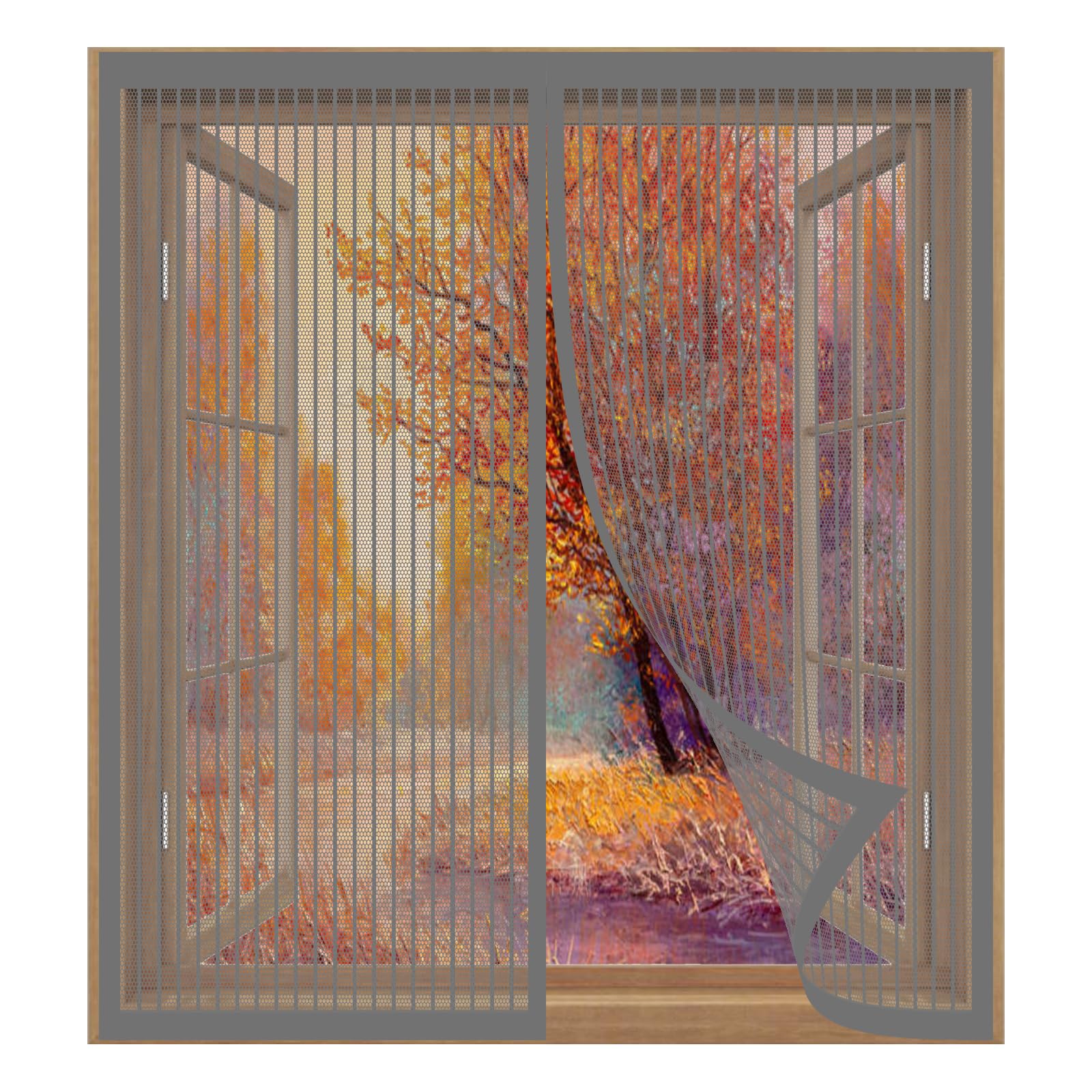 Fly Screens for Windows Frame 85 x 127 cm Easy Installation No Drilling Or Screwing Fly Screen Nets for Window for Windows Nets to Keep Bugs Out, Grey