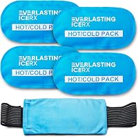 EverlastingIceRX Reusable Gel Ice Packs (4 Pack) - Hot & Cold Flexible Wraps with Adjustable Strap for Knee, Back, Shoulder Pain Relief
