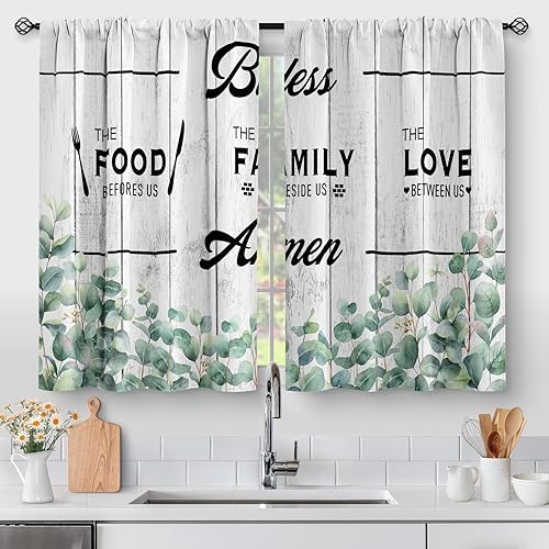 Miniatura 14 de Aimego Cortinas de cocina de madera con margaritas y flores – Cortinas de madera rústicas, retro, floral, granja, primavera, mariposa, planta,