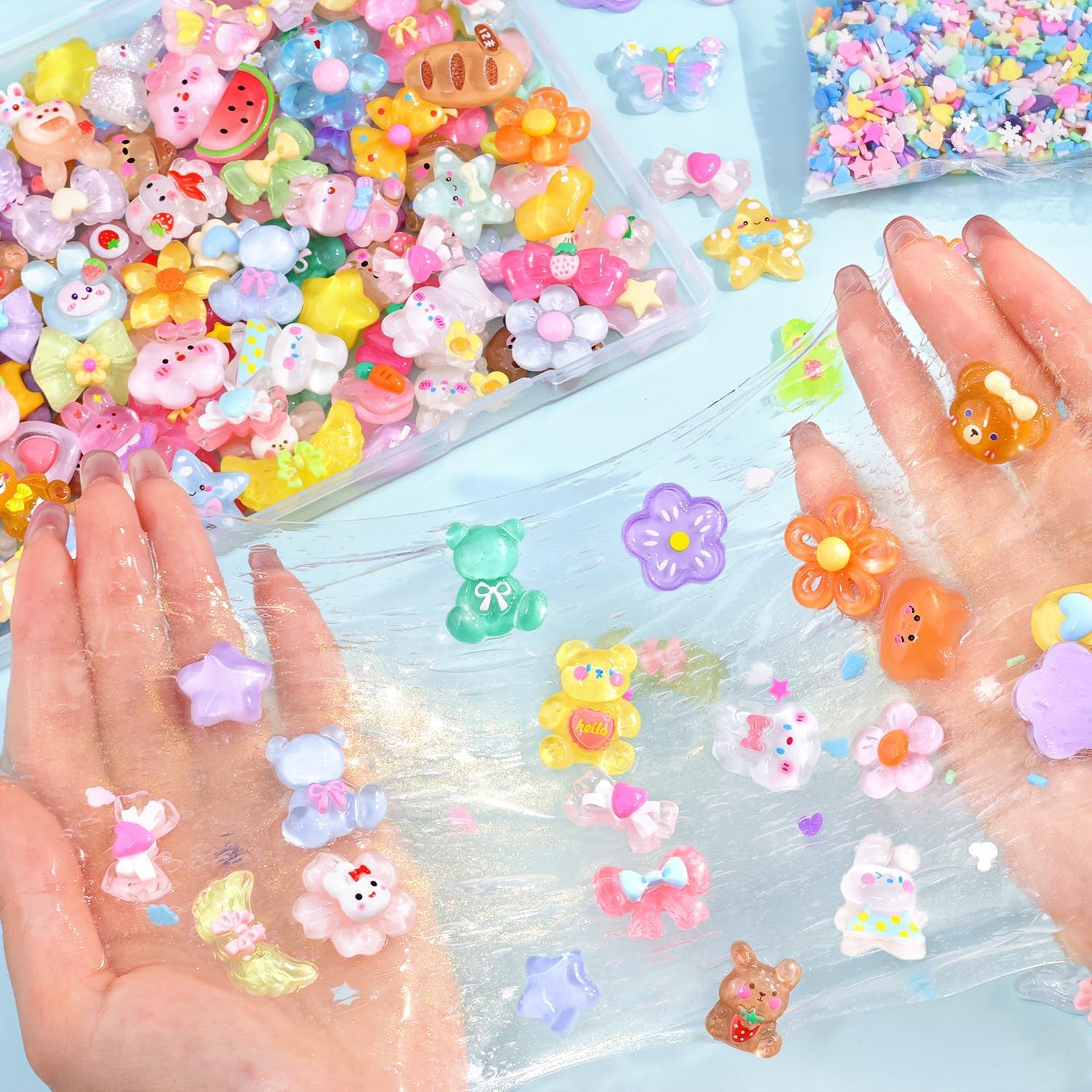60 stuks schattige slijm bedelset, kleurrijke fruitornamenten, snoephars, platte achterkant, voor doe-het-zelf handwerk, scrapbooking, telefoonhoesjes, sieraden maken, haarclip, willekeurige stijl (B
