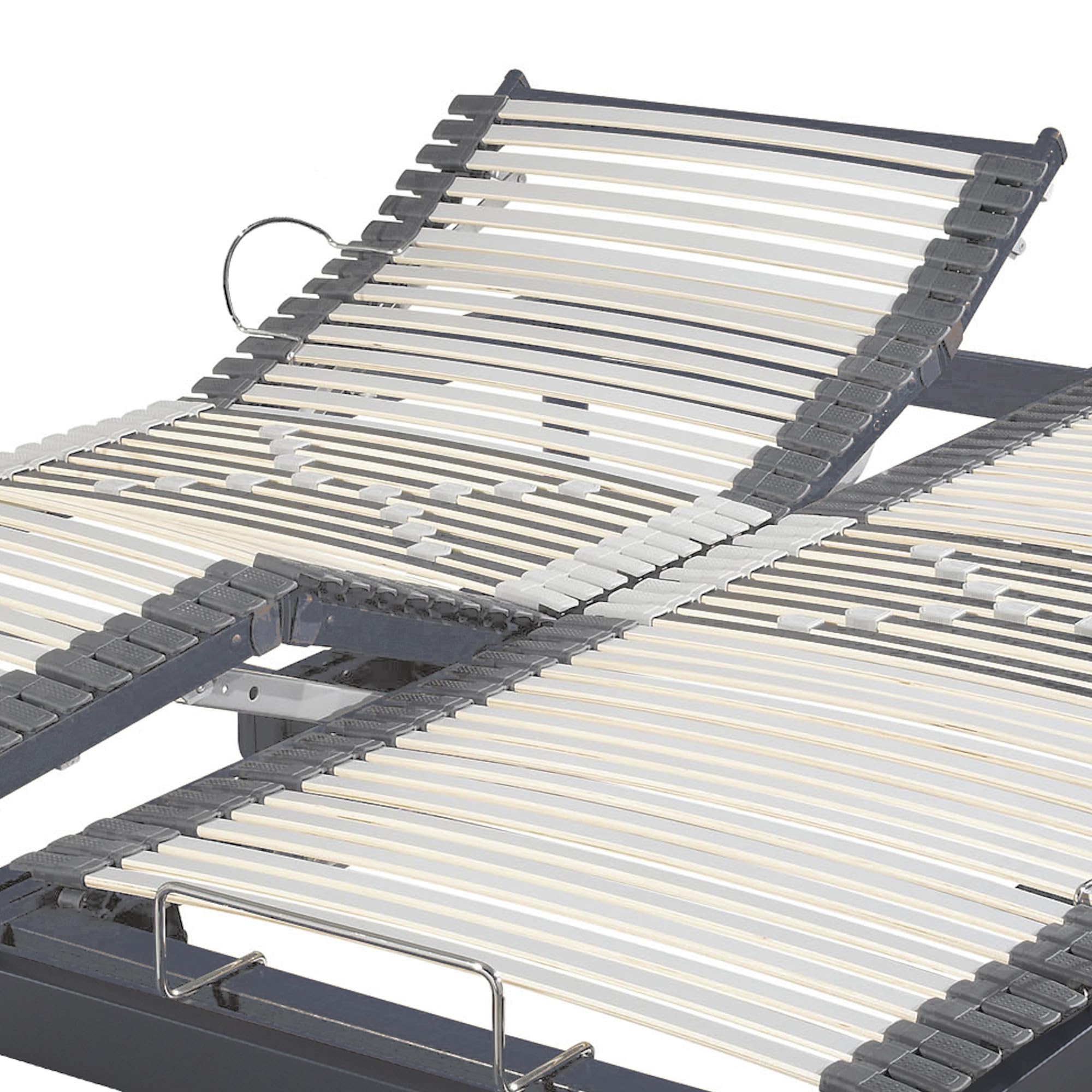 EBAC Literie Sommier électrique Extra Plat S50-2x70x190 - Lattes Bois - Réglage fermeté Zone lombaires