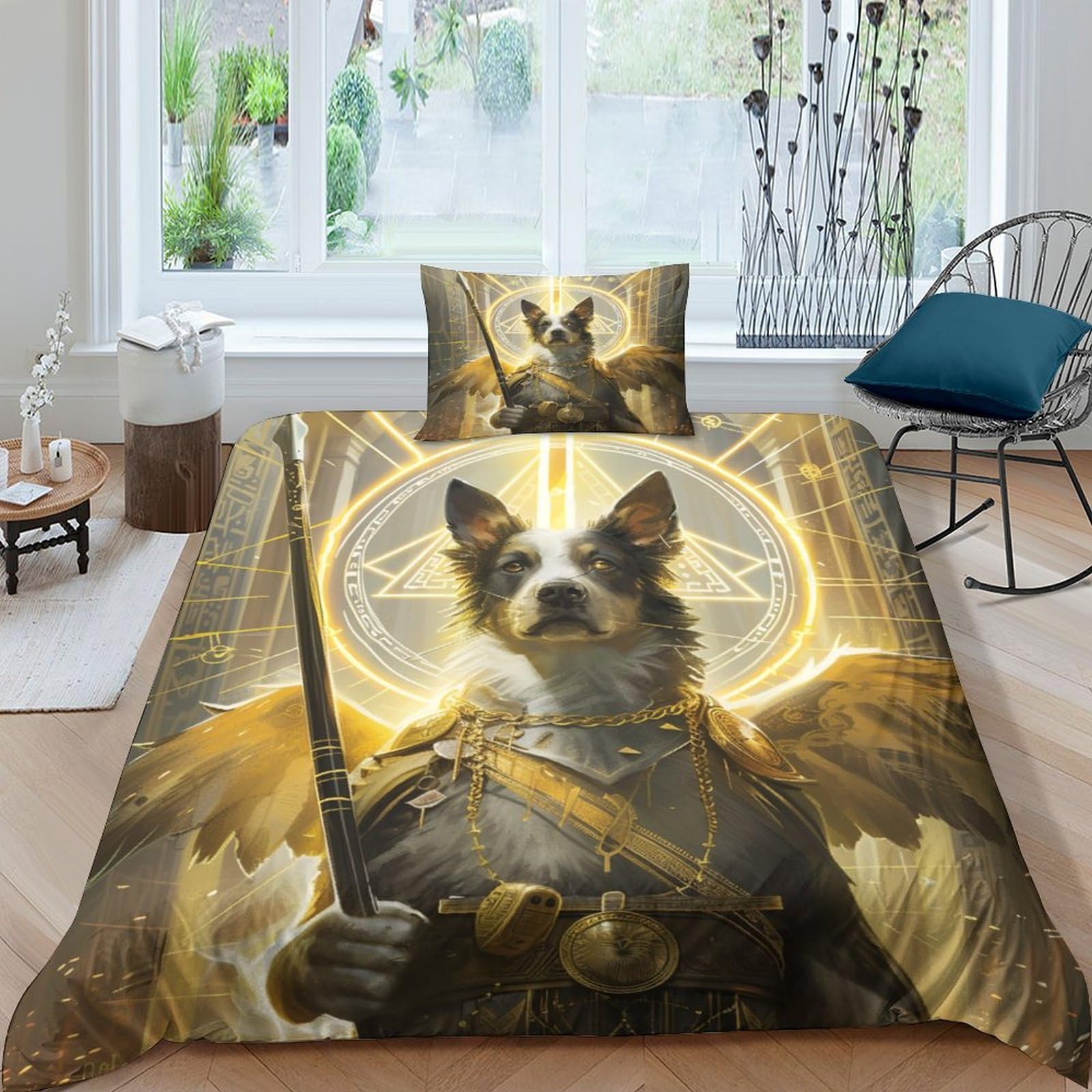 TNFHSOFT Border Collie Duvet Cover Set for Adults Kids Comforter Cover 3D Soft Microfiber Quilt Cover with Pillowcases Easy Care Bedding Set with Zipper Closure Single（135x200cm）