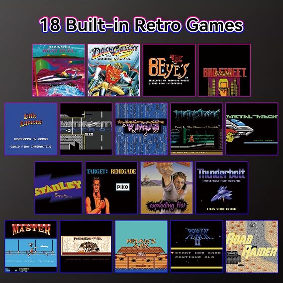 Retro Game Console for Sega Genesis Mega Drive, Includes 18 NES Games and 12-in-1 MD Game Cartridge, with 2 Wired Game Controllers, Supports HDMI Output for Large Screens