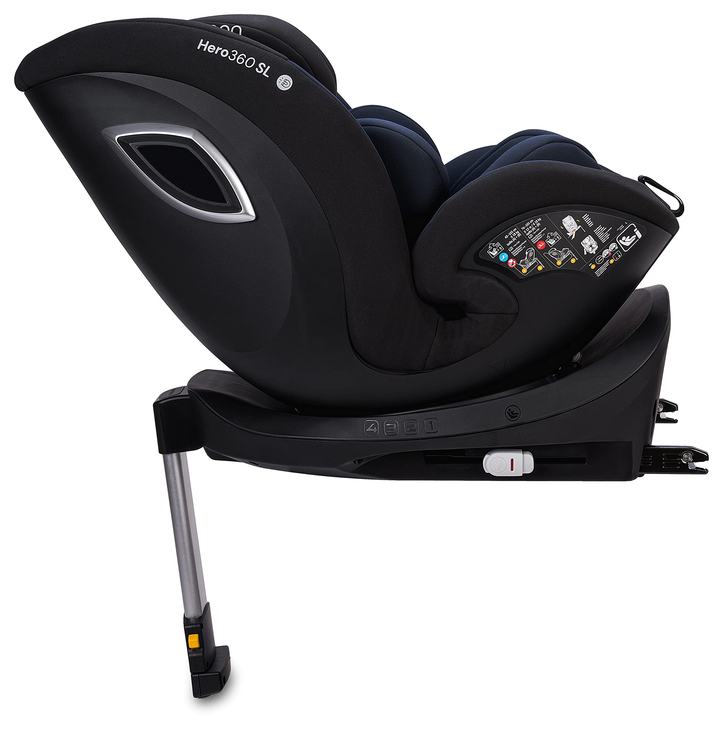 Hero360 SL - Seggiolino Auto per Bambini Isofix iSize - Accessori Auto Bambino - Seggiolone Auto Regolabile Ideale per Bambino e Neonato (Blu Navy)