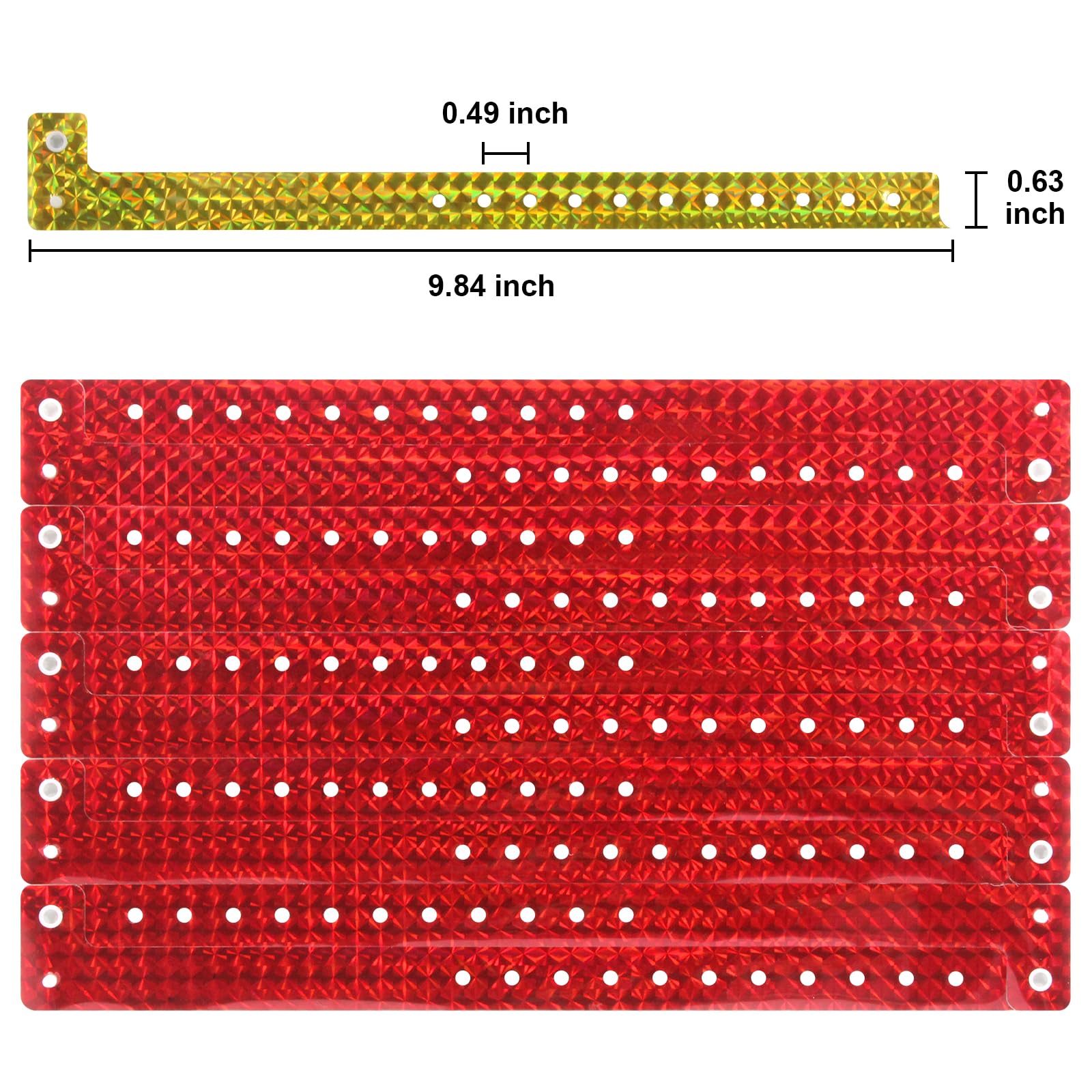 100 Pcs Plastic Holographic Party Wristbands, Waterproof Colored Vinyl for Events, Parties, Festivals and Concerts