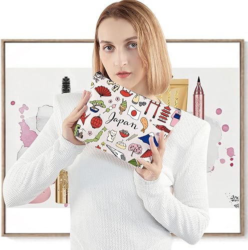 Miniatura 4 de LEVLO Bolsa de viaje de Japón Regalo de recuerdo de Japón Tema de Japón Bolsa de cremallera Bolsa de viaje japonés Regalo, Japan, Bolsa de cosméticos