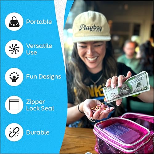 Miniatura 4 de Paquete de 100 bolsas de papel resellables con diseño de dinero, 3.5 bolsas de almacenamiento para aperitivos de 3 x 6 pulgadas