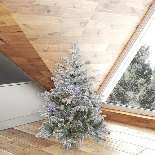 Miniatura 4 de Vickerman Árbol de Navidad artificial de pino de sable esmerilado de 36 pulgadas, luces LED Dura-Lit® multicolor. Árbol de Navidad de pino de sable