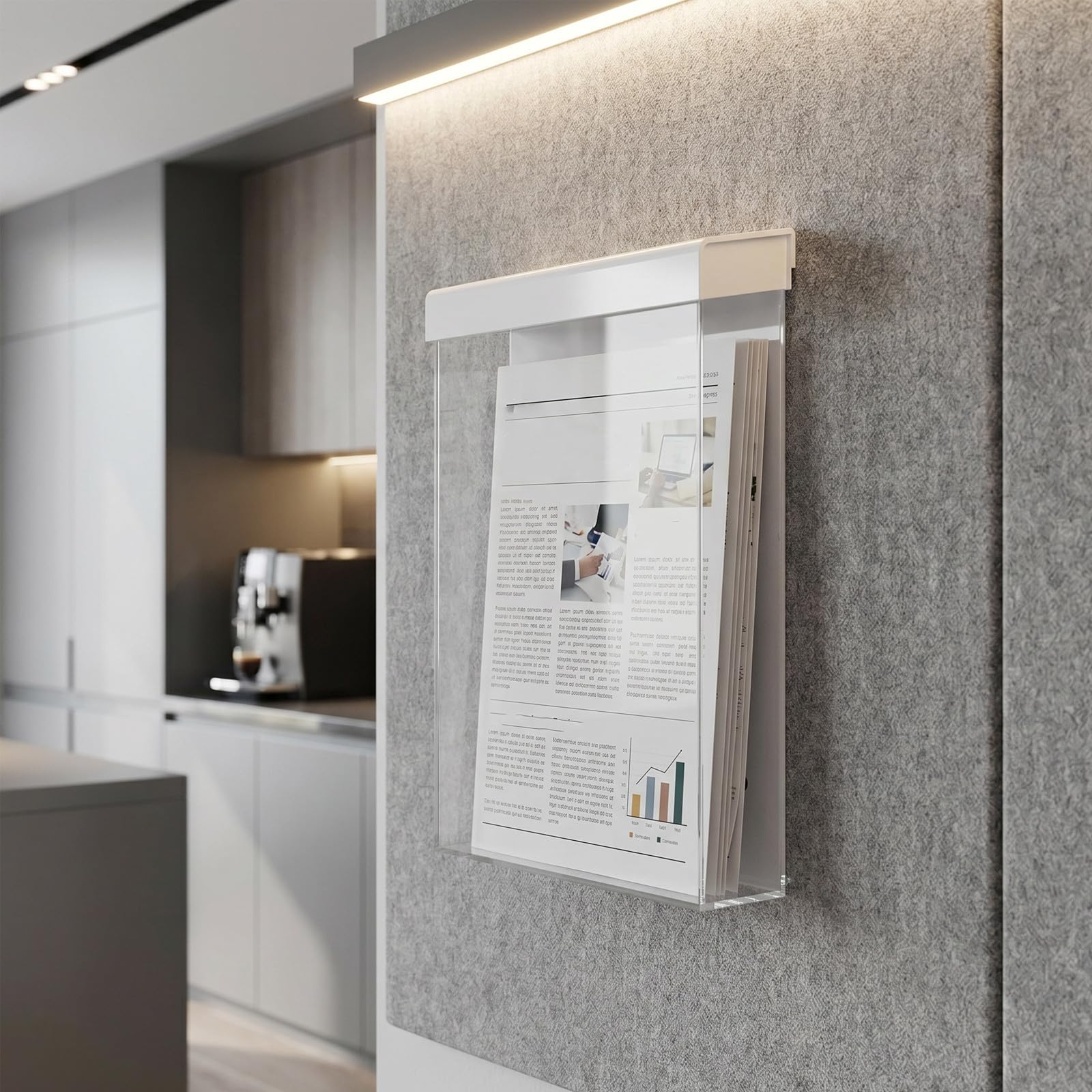 NUOBESTY Soporte Acrílico de Pared para Folletos con Tapa, Blanco