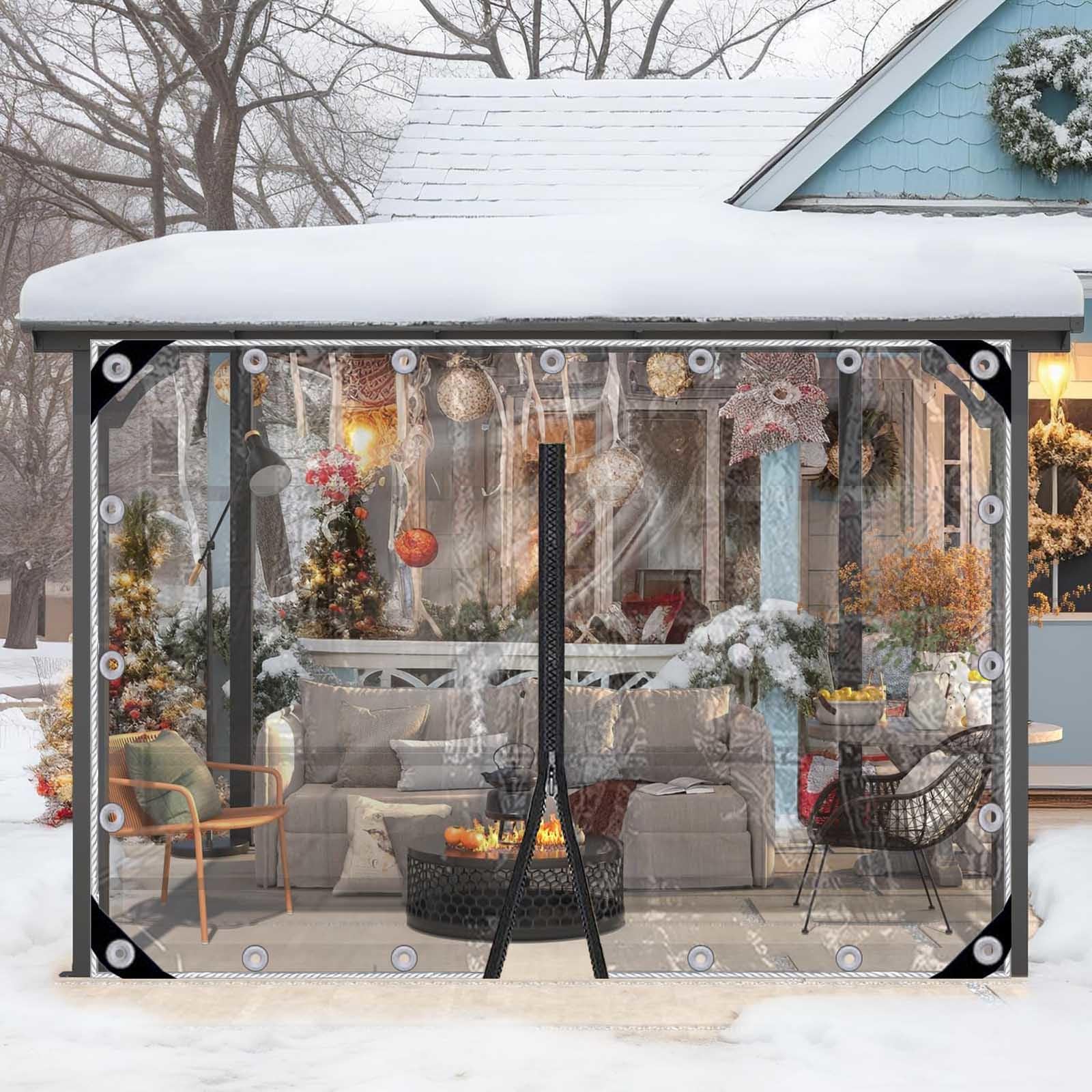 Jolan Gazebo Transparent Tarpaulin Side Panels,Waterproof Clear Tarp Curtains with Zipper,0.5mm PVC Plastic Tarpaulin,Outdoor Curtains with Grommets,Rain Curtains,Customisable,W×H-1×2.3m(3.3 * 7.5ft)