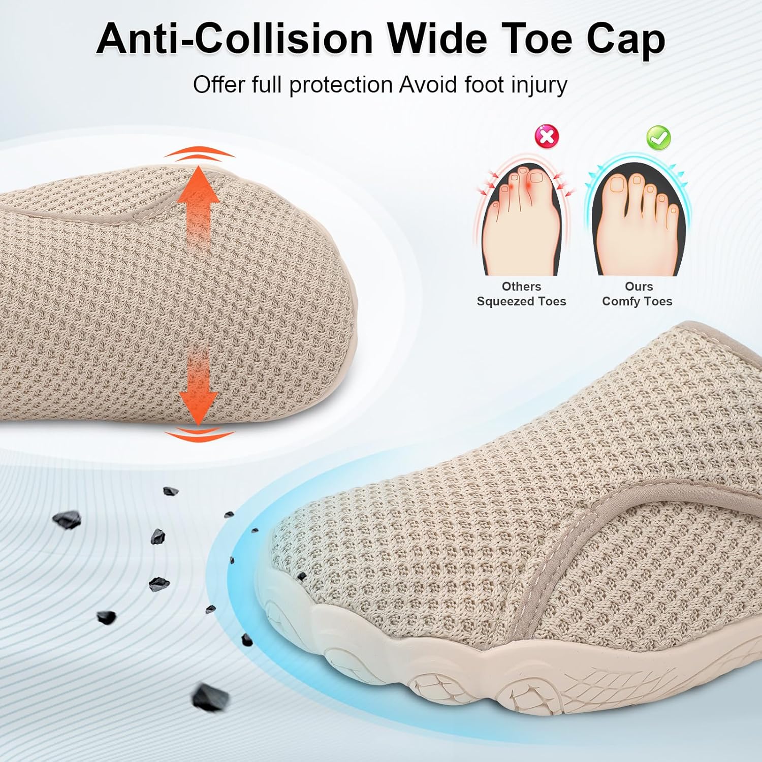 Scurtain Barefoot Walking Shoes for Women Men Adjustable Wide Diabetic Neuropathy Shoe Breathable Zero Drop Minimalist Sneakers Comfortable Slip on Beach Hiking Shoes - Image 3