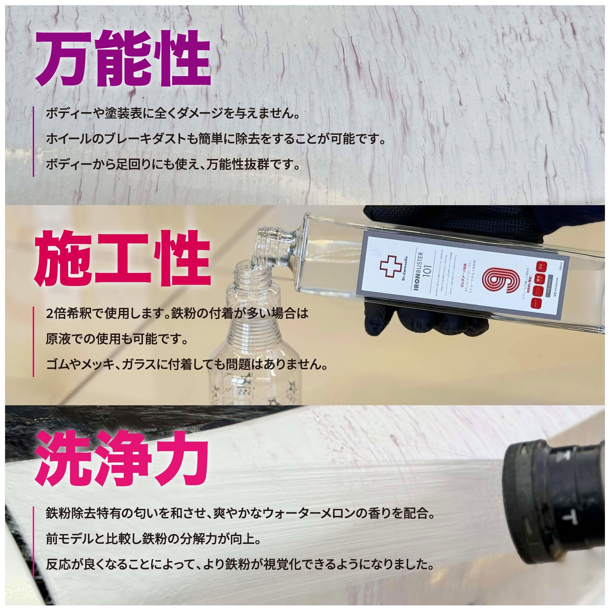 Amazon.co.jp: スパシャン 鉄粉除去剤 車 101アイアンバスター9 500ml