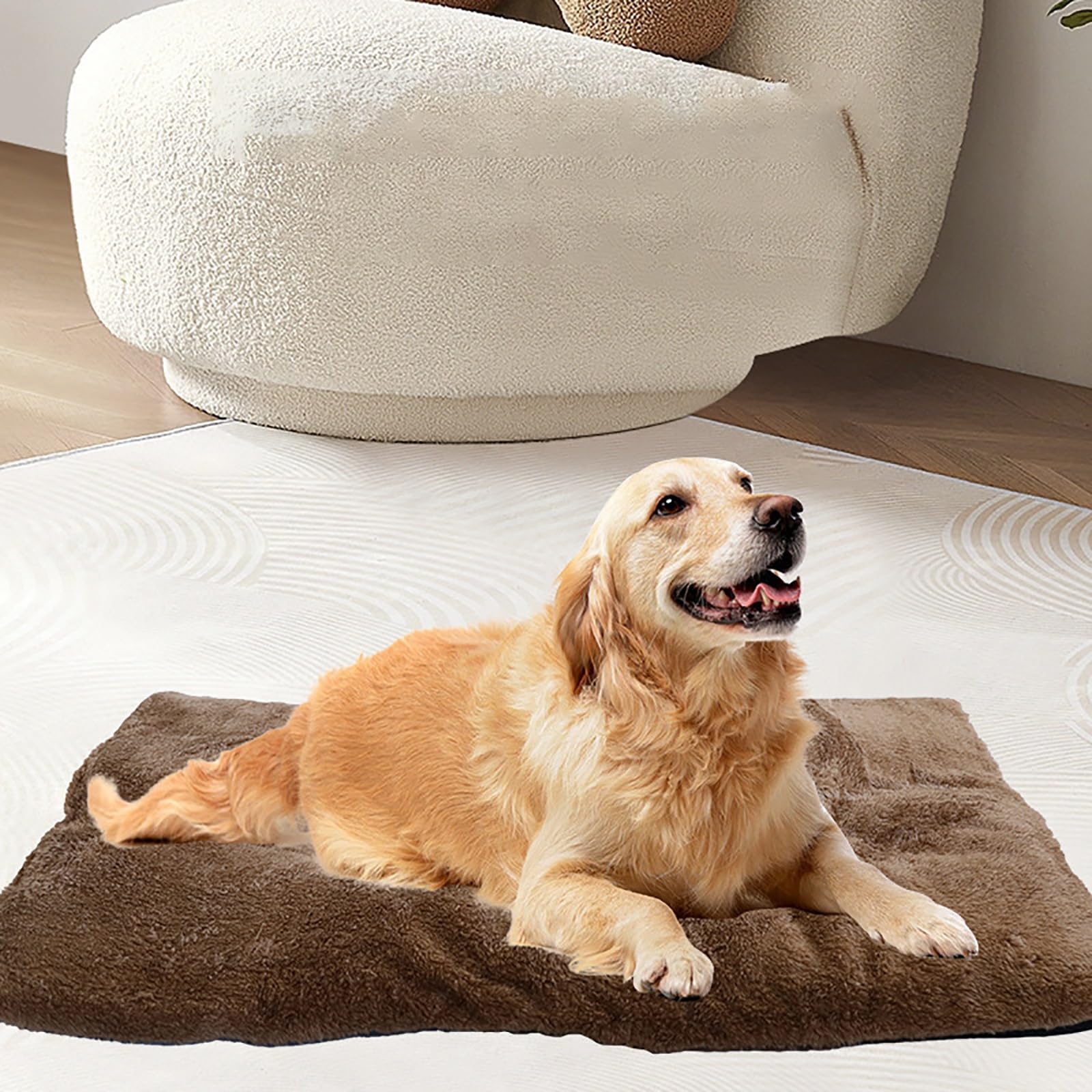 Haustiermatte, Kein Strom erforderlich, weich und bequem, rutschfest waschbar(Brown,Large)