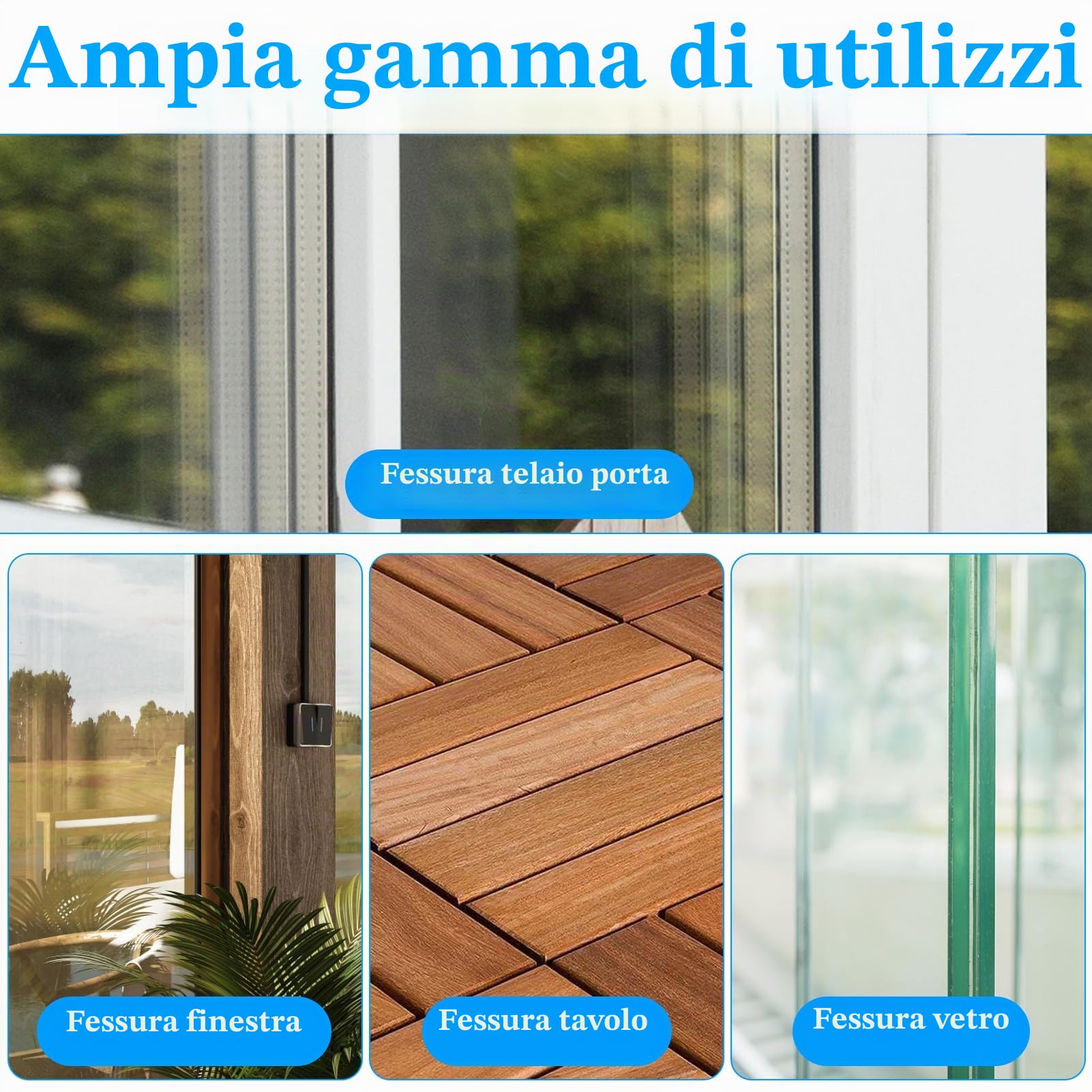 Nastro sigillante autoadesivo per porte e finestre, strisce di tenuta per porte, 5 cm x 10 m, impermeabile, trasparente, resistente alle intemperie, per interni e esterni, antivento, paraspifferi per
