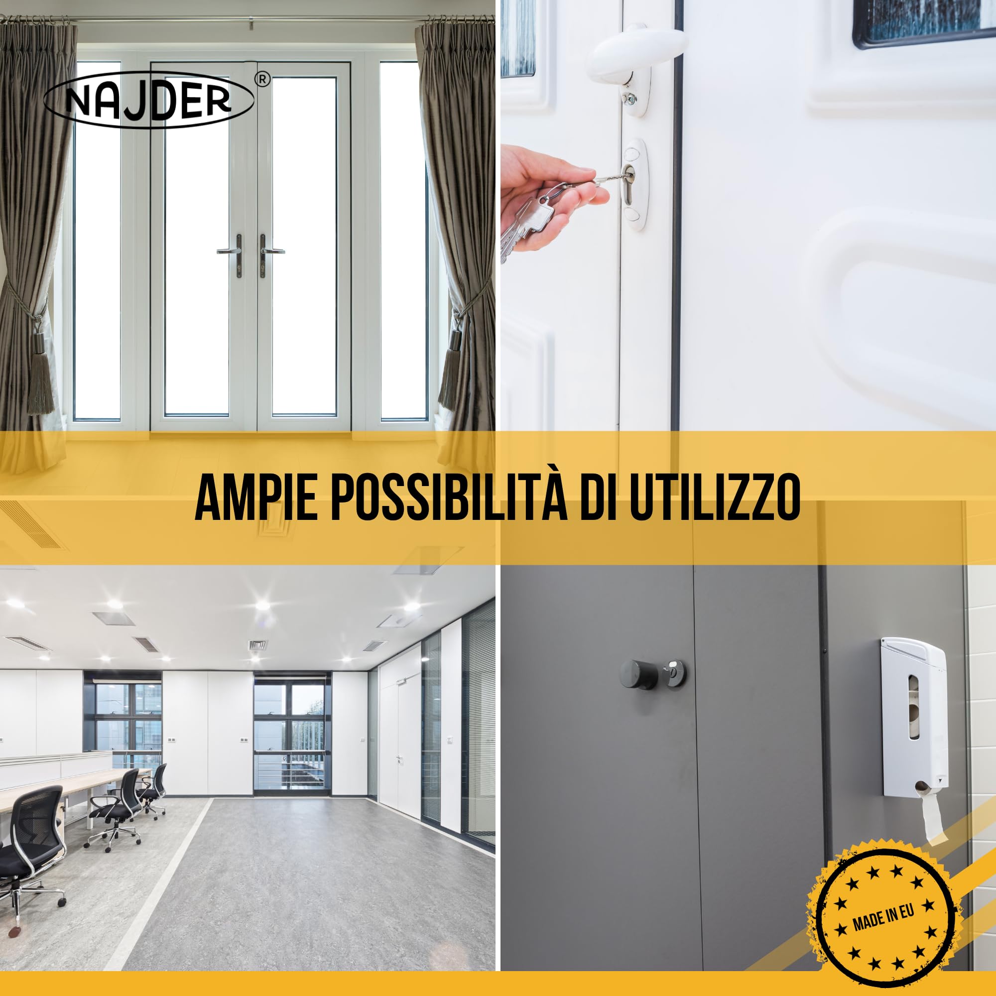 NAJDER Cerniera per porte in PVC Jocker 120 kg Altezza battuta: 20,5 mm, Cerniera per ante, Cerniera in zama, Struttura monolitica, Antieffrazione, Colore: Grigio Marrone RAL 8019