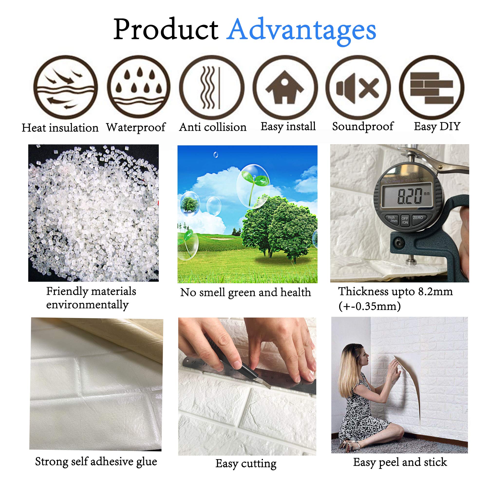 Arthome White Brick 3D Wall Panels Peel and Stick Wallpaper for Living