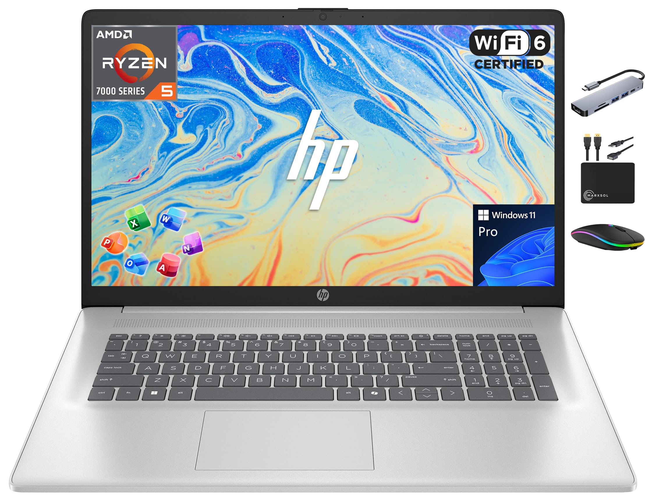 HP 17 Inch Laptop 2026 Business Student, AMD Ryzen 5, 8GB RAM 756GB Storage