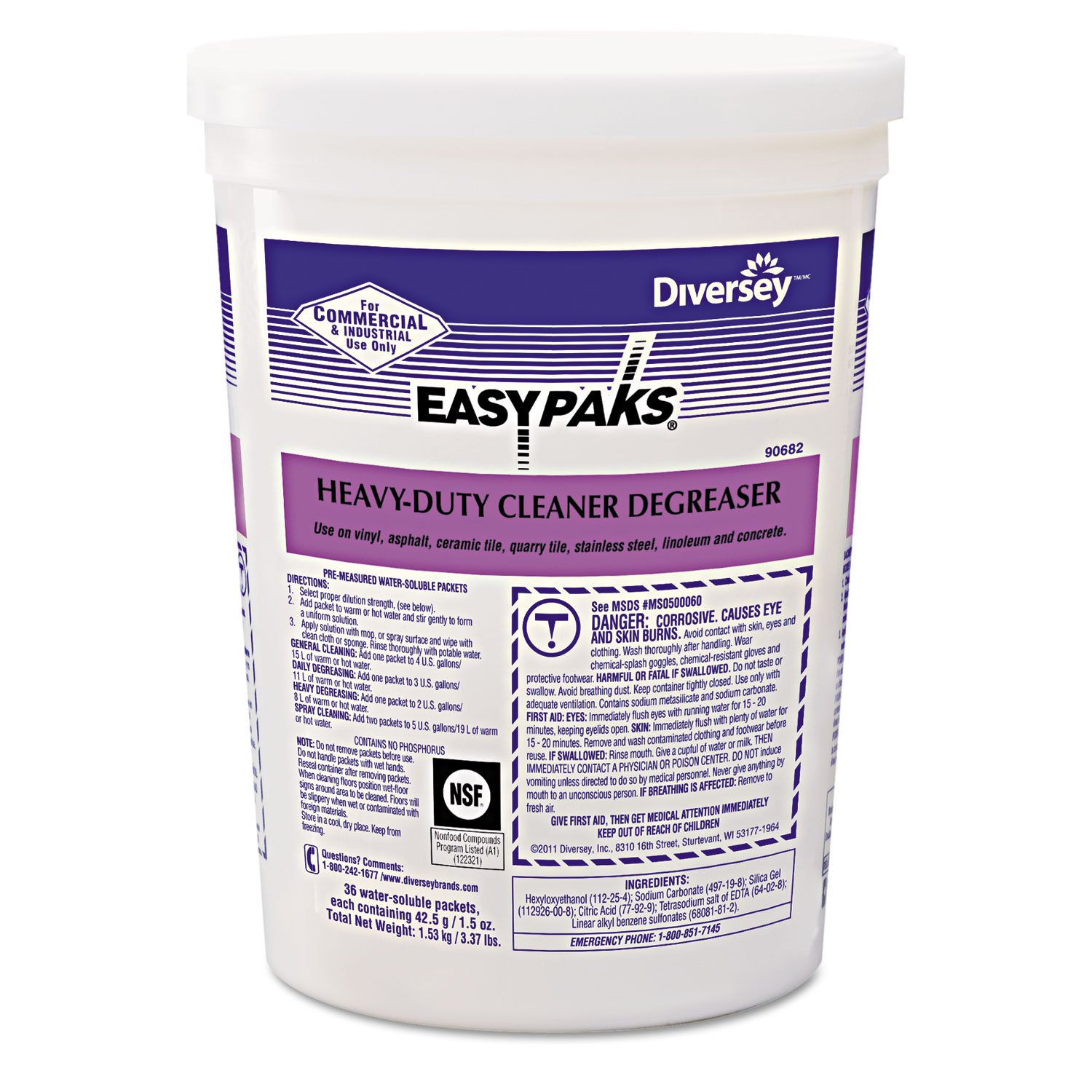 990682 Heavy-Duty Cleaner/Degreaser 1.5oz Packet 36/Tub 2 Tubs/Carton