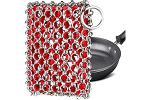 Cast Iron Scrubber, Chain Link Sponge for Easy Pan Cleaning