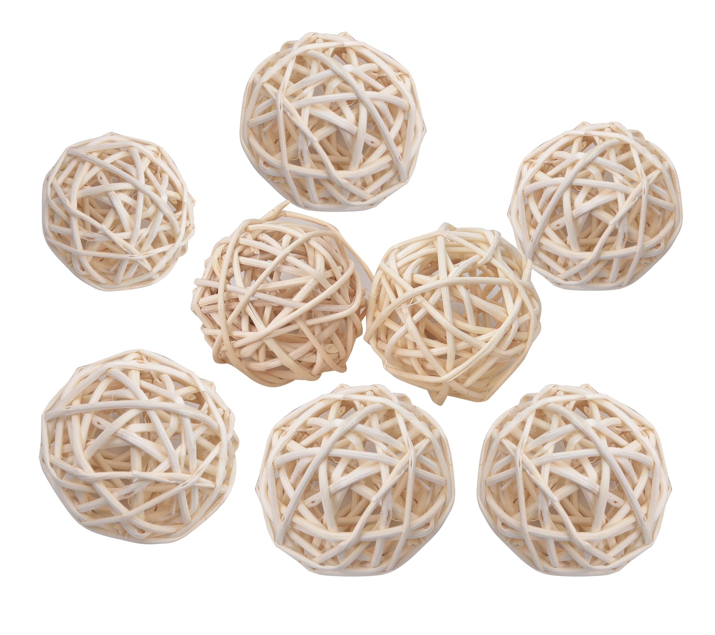 JOYNAGAR Wicker Rattan Balls Wooden Ball and Dried Flowers Bowl Fillers for Home, Office Decoration- Pack of 10 (Natural)
