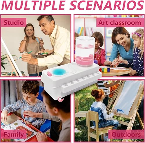 Miniatura 4 de Juego de limpiador de pinceles, enjuague de pinceles con drenaje y soporte para pinceles, limpiador de pinceles de circulación de agua para