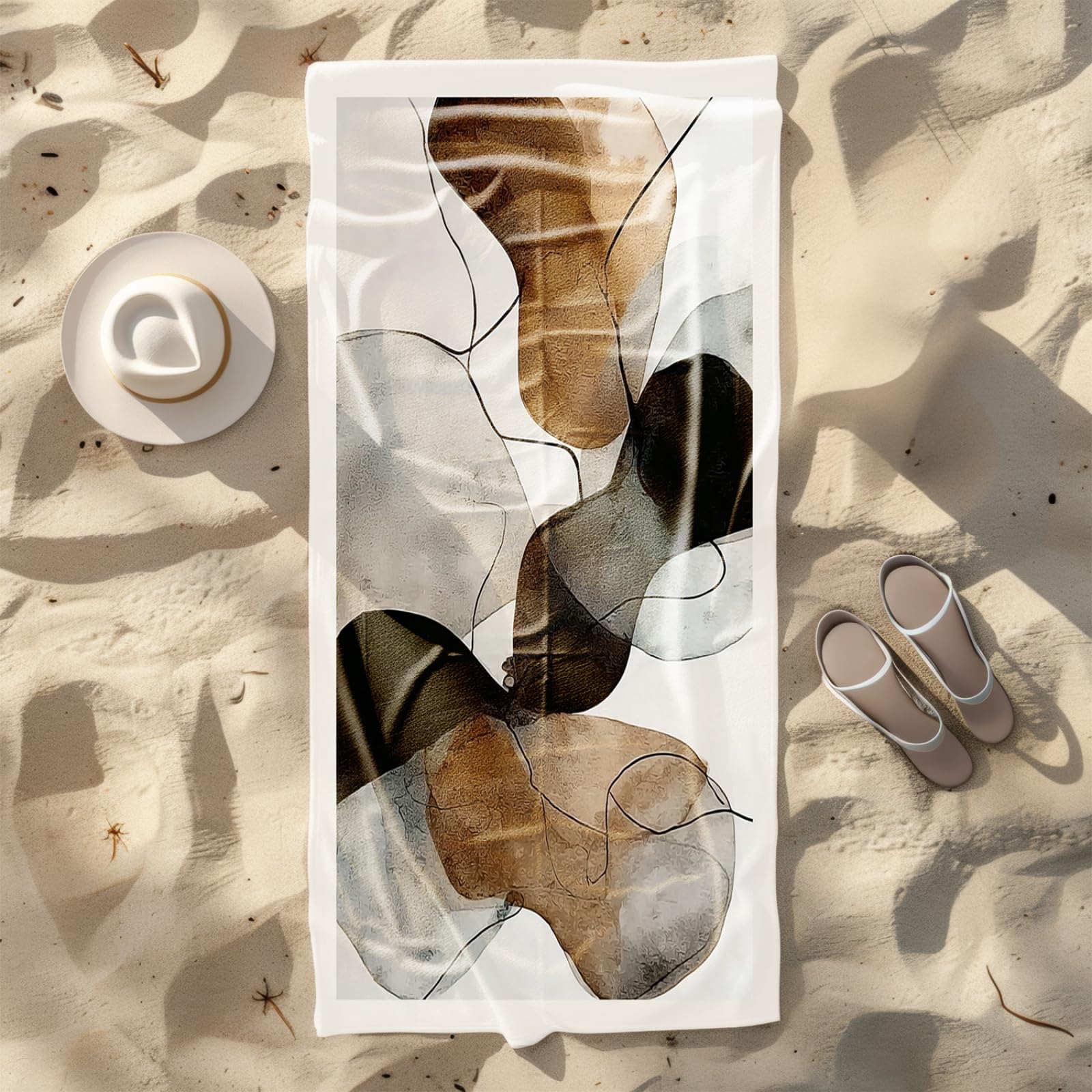 Générique Serviette de Plage 90X180 Modèle Noir Brun