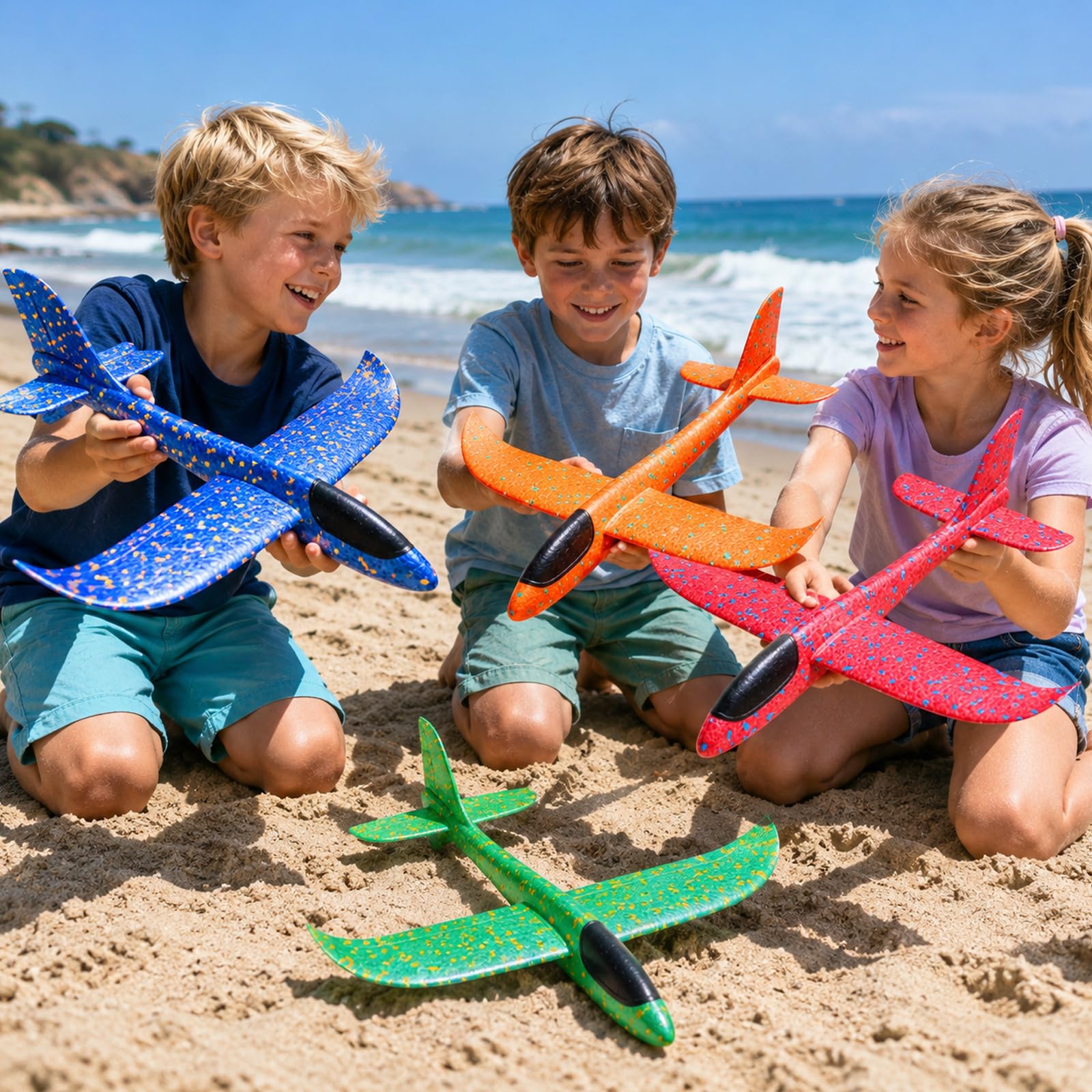 PATRICHOR Aereo Polistirolo Bambini, 4 Pezzi Aereo Giocattolo Giochi Bambino 3 4 5 6 7 8 Anni Regalo, Aliante Aeroplano Schiuma Regalo Natale, Giocattolo Grande Giochi Giardino Esterno