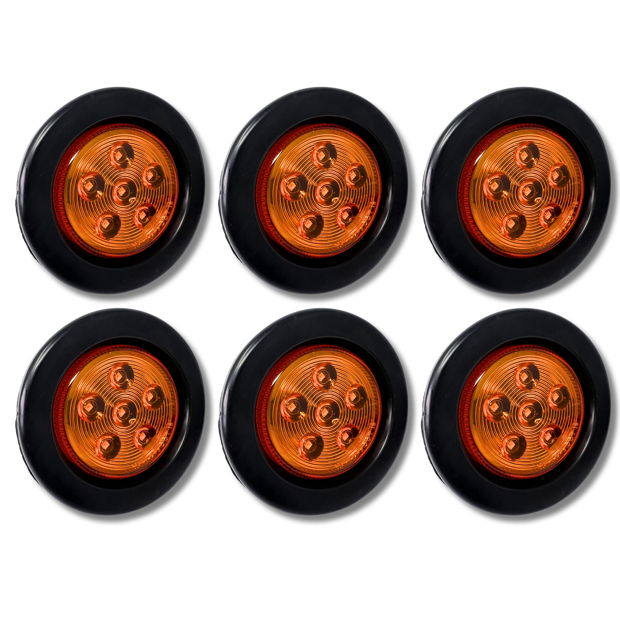 Round Marker Light Kit With Grommet Red Halo Glo 2 Round 6 LED Truck Trailer Marker Clearance Light Kit With Grommet LED Marker Lights - Foto 11