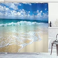 Vista 37 de Ambesonne Cortina de ducha de caballo, potente semental de Appaloosa, elegante estampado equino de campeón de sangre pura real, juego de decoración