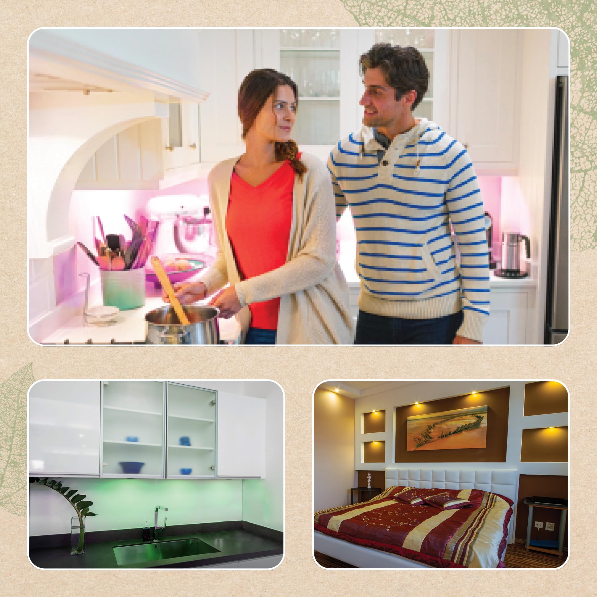 Birch Lighting Under Cabinet LED Puck Lighting Kit with 3 RGB Multicolor LED Puck Lights, Remote, On/Off Switch & Plug in 333310