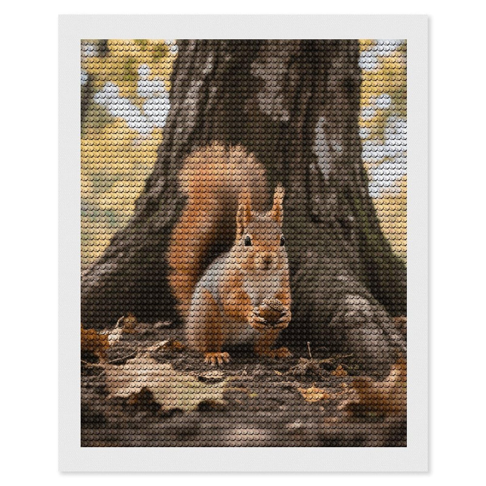 DWVTSLH Squirrel Diamond Painting Kits for Adults, Personalized Diamond Photo Art Full Drill, DIY 5D Diamond Art Painting Kits for Beginners, Home Wall Decor 16"x20"