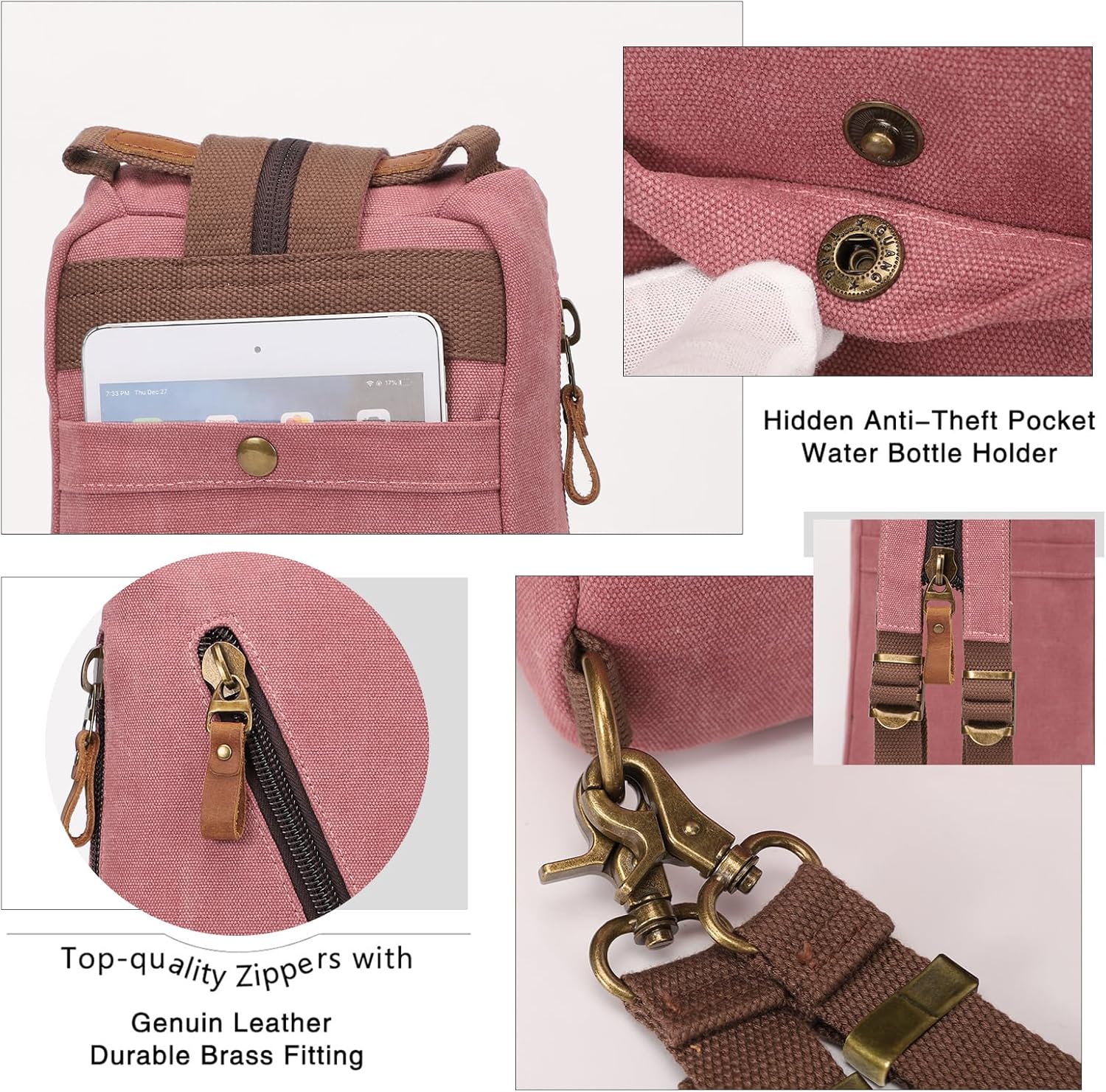 KL928 Canvas Sling Bag crossbody Bags Small Backpack Pack Travel Purse convertible purses for Women Men - Image 4