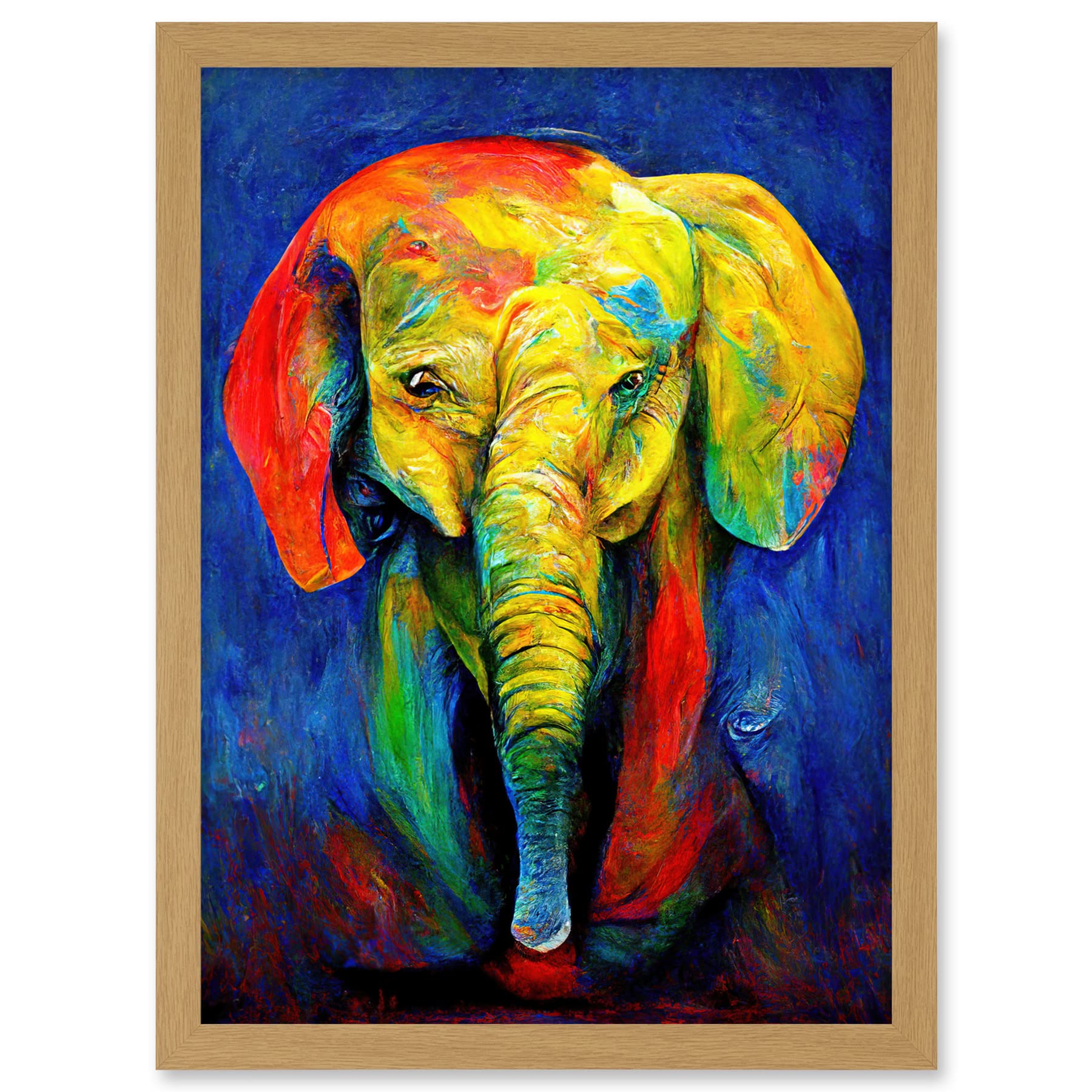 Doppelganger33 LTD Surreal Baby Elephant Colourful Abstract Bright Artwork Framed A3 Wall Art Print