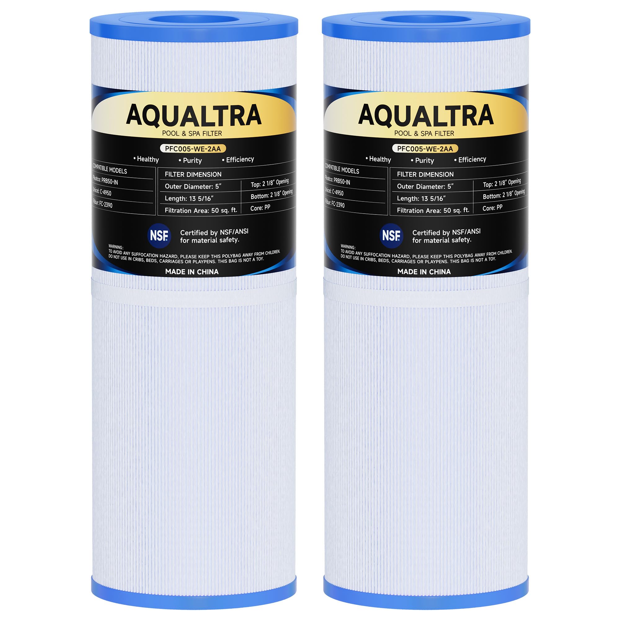 AQUALTRA Filtro Spa Compatibile con PRB50-IN, C-4950, FC-2390, J200/J210/J220/J235/J245/J275, Guardian 413-212-02, 373045, 338 x 127 MM Filtro Idromassaggio Drop in 2 Pezzi