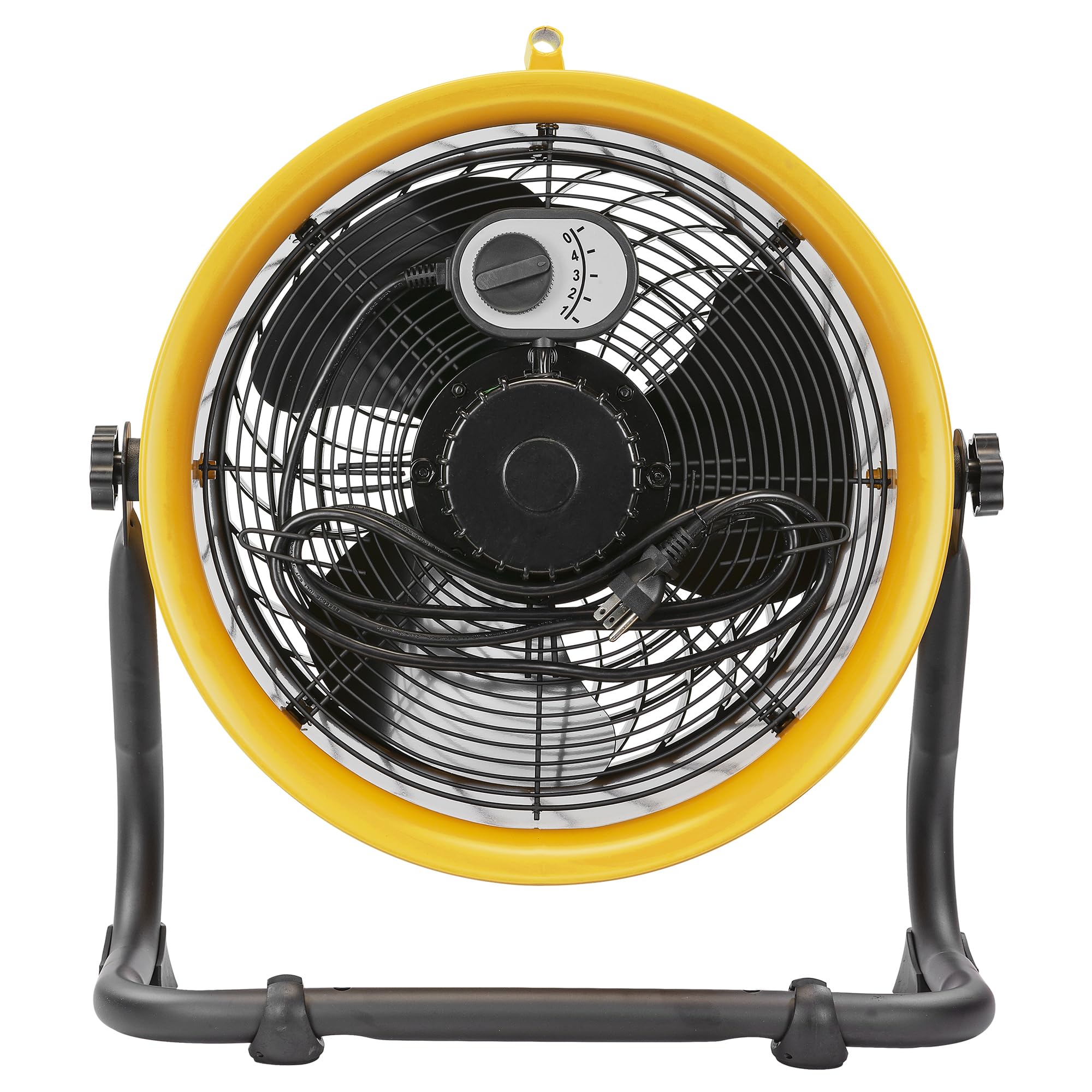 CAT Ventiladores - Ventilador de tambor de alta velocidad de 35,6 cm (amarillo, 2 en 1): 2300 CFM, 4 velocidades, cabezal de tambor ajustable de 360 grados, motor de doble rodamiento de bolas con tapa