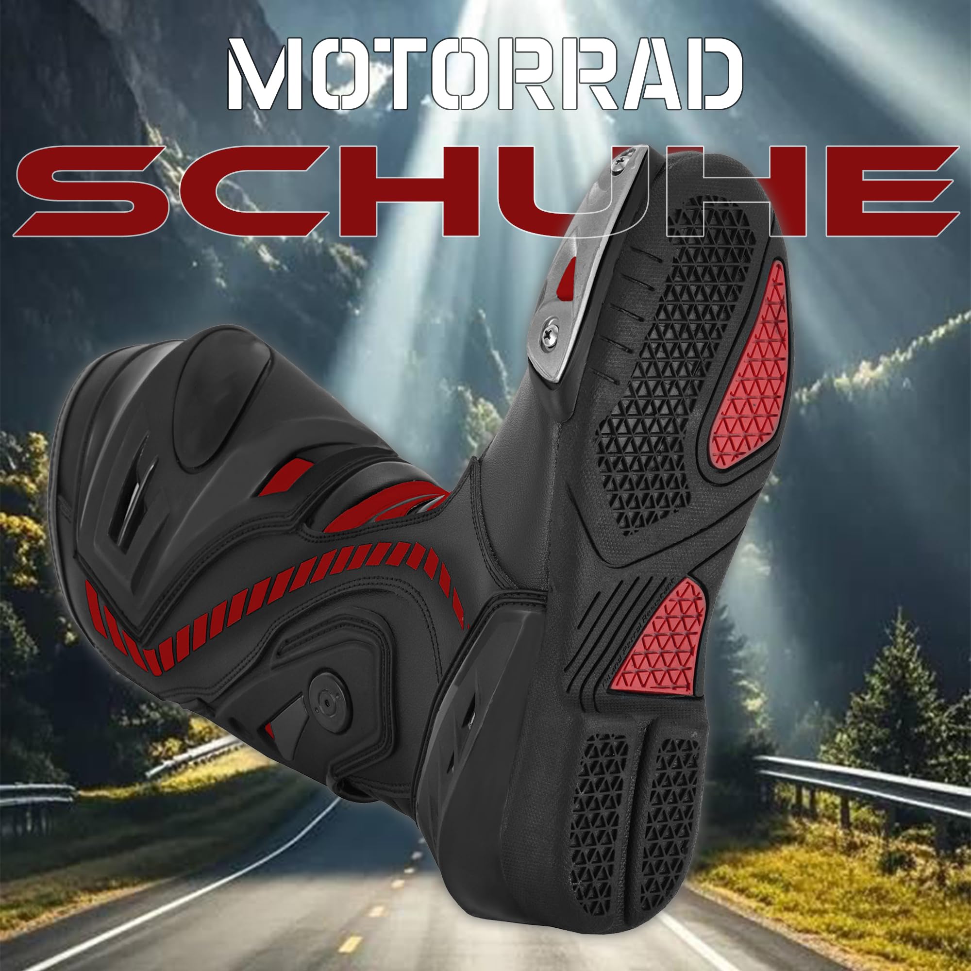 Herren Motorradschuhe Knöchel wasserdichte Leder-Rennstiefel Rutschfeste Sohle Wasserdichtes Schutzschuhwerk