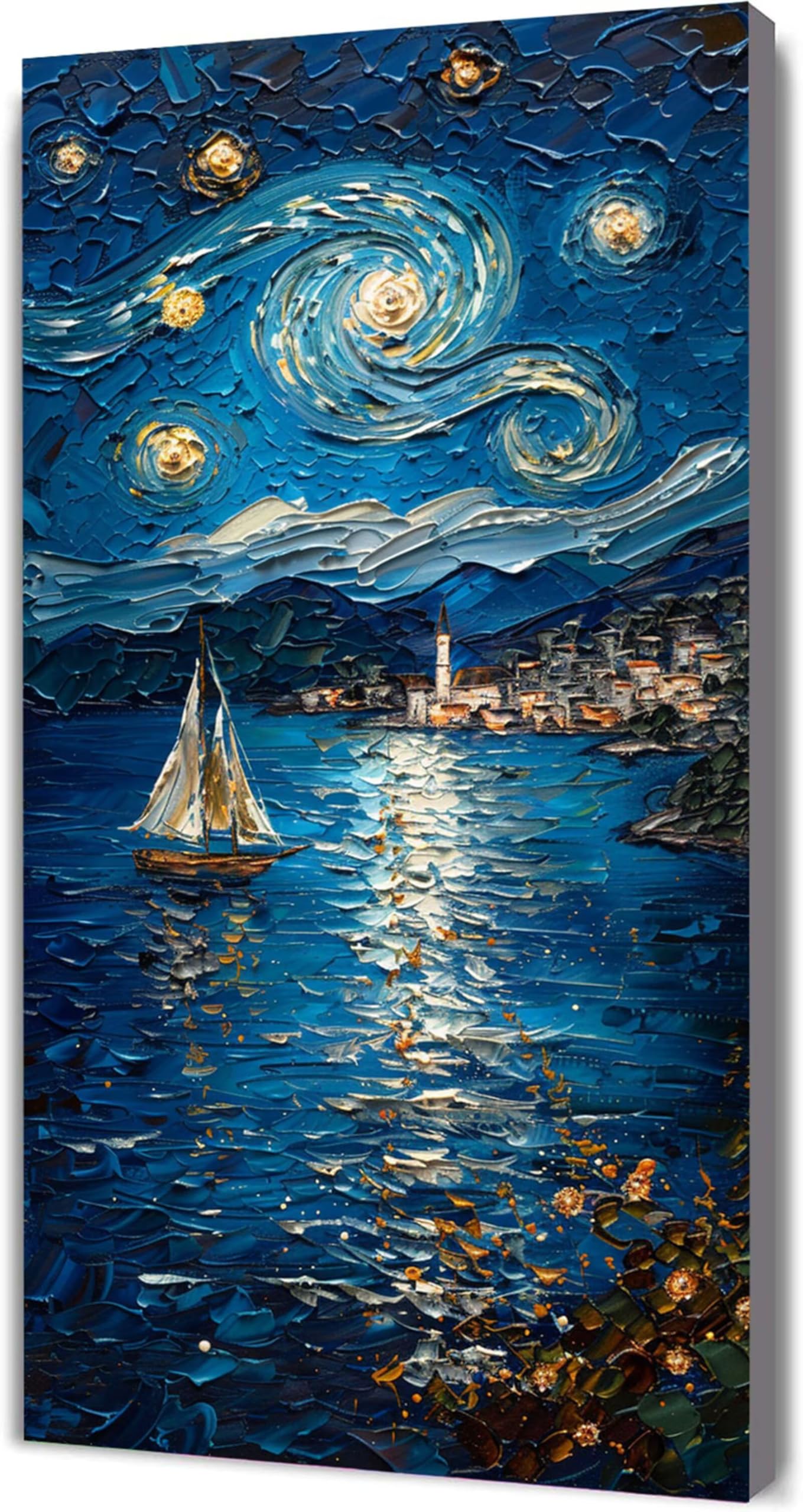 Diamentowe malowanie gwiaździste niebo diamentowe malowanie dla dorosłych, 5D diamentowe rysunki łódź obrazy diamentowe, 90 x 200 cm diament sztuka haft krzyżykowy puzzle rękodzieło, dekoracja ścienna