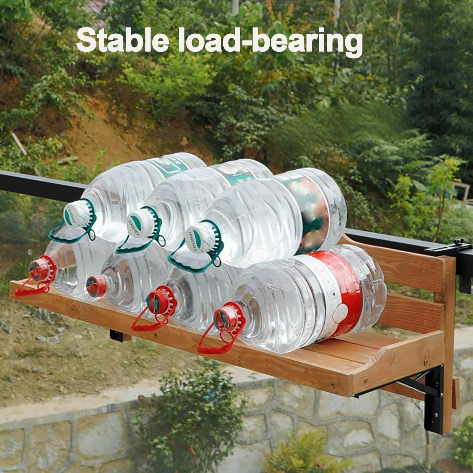Tavolo Pieghevole Da Balcone A Parete,Ringhiera Sospesa Per Tavolo Da Balcone,Moderno Tavolo Galleggiante Per Bevande,Tavolo Pieghevole In Legno Con Ripiani,Tavolino Da Balcone(60*25cm/23.6*9.8in)