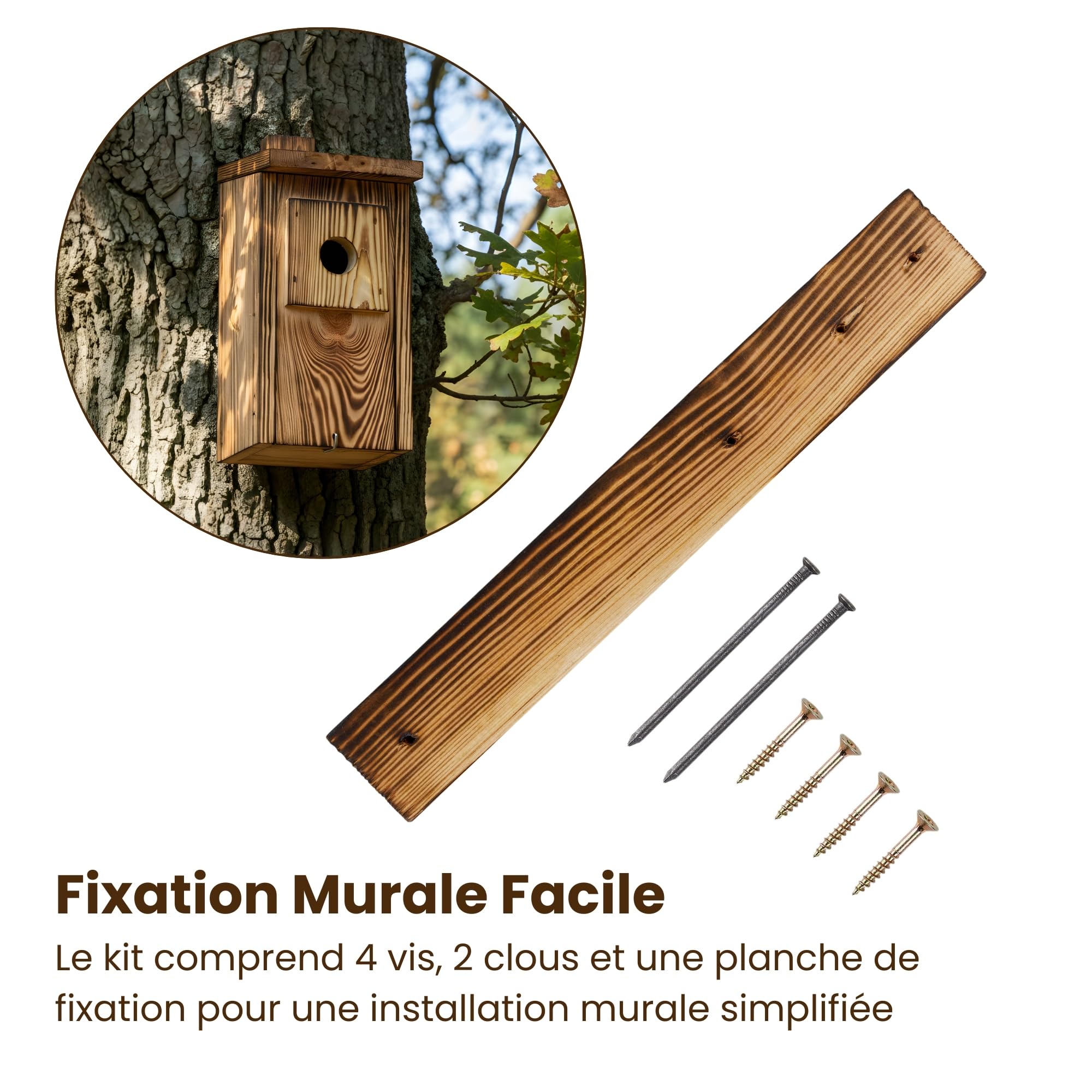 Creative Home Nichoir pour Oiseaux Résistant aux Intempéries | Nichoir Exterieur en Pin Flammé | Protection Contre Les Prédateurs | Convient aux Mésanges, Moineaux Friquets, Mésange Noire