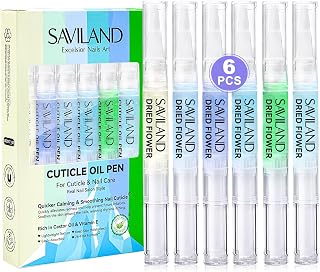 SAVILAND 6Pcs Cuticle Oil Pens: Plant-Based Aloe Vitamin E Nail Strengthener for Dry Cuticles, Growth & Repair (6 Scents)