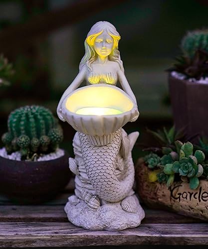 Miniatura 7 de Estatua de sirena para decoración de jardín baño de pájaros al aire libre para césped, patio, balcón, porche, adornos - Regalos para madres y abuelas