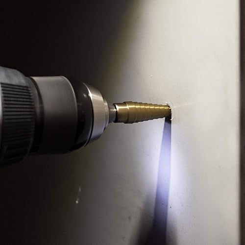 Miniatura 49 de NEIKO, 10180A - Broca escalonada de acero de alta velocidad y revestimiento de nitruro para metal, broca de cambio rápido con diseño ranurado de 4