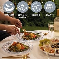 MATANA 20 db Prémium Átlátszó Műanyag Tányér Ezüst Szegéllyel, 26 cm, Újrahasználható Tányérkészlet Esküvőkre, Születésnapokra, Partikra 6