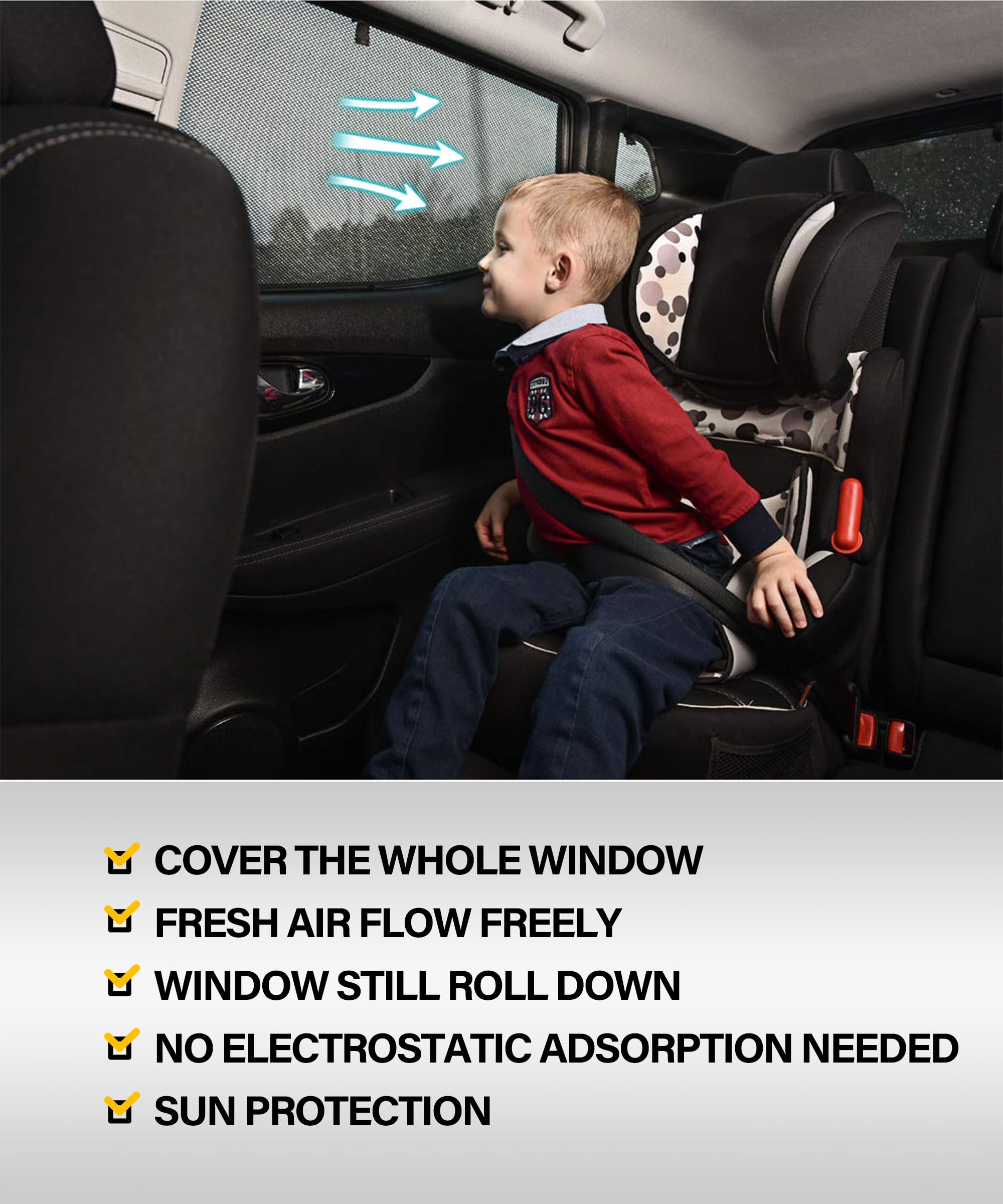 Flaconi 2PCS Chaussette Fenêtre Voiture Pare Soleil,Pare Soleil Voiture Bébé et Animaux,Bloquer Les Rayons UV,Anti-Moustiquaire,Compatible avec la Plupart des SUV,Camions et Voitures Particulières