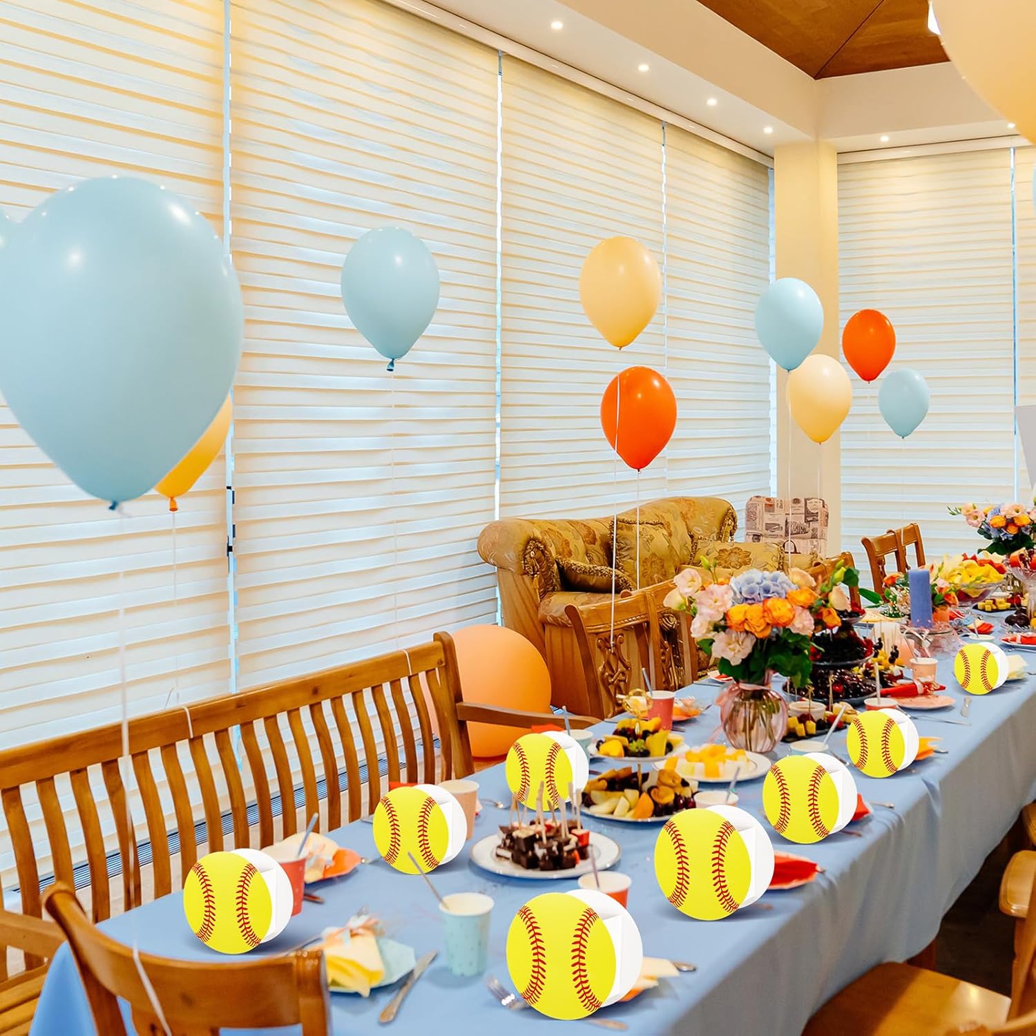 6 Pcs Softball Party Decoration Box Kit Softball DIY Table Centerpiece Box for Sport Team Events Birthday Party Decorations