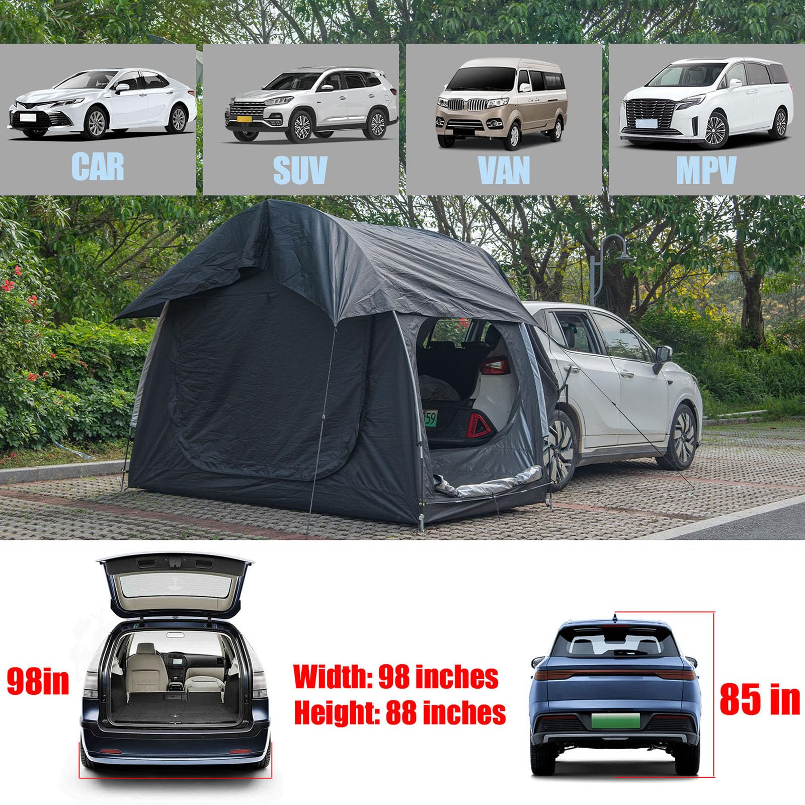 Auto Zelt Heckzelt Auto,300cm*150cm*210cm autozelt für 2-3 Personen Mit 1 Wasserdichter Plane autozelt heckzelt, Heckzelt für SUV/Pkw Campingplätze im Freien