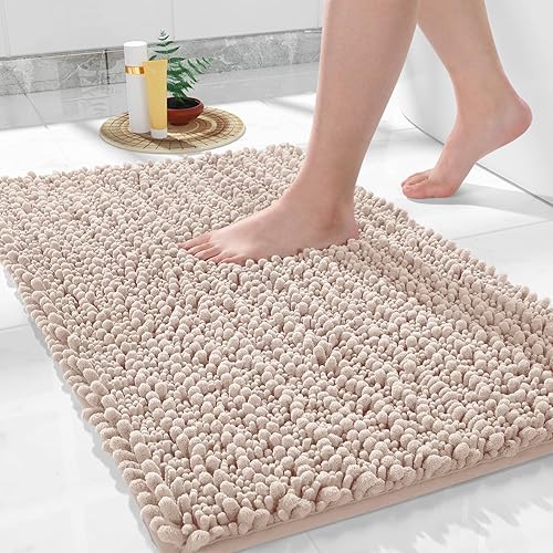 Miniatura 34 de Yimobra Alfombras de baño grandes antideslizantes lavables de 36 x 24 pulgadas, tapete de baño de chenilla ultra suave y absorbente, alfombra de